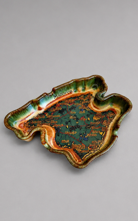 Vintage Mallorca Souvenir Ashtray in the Shape of the Island