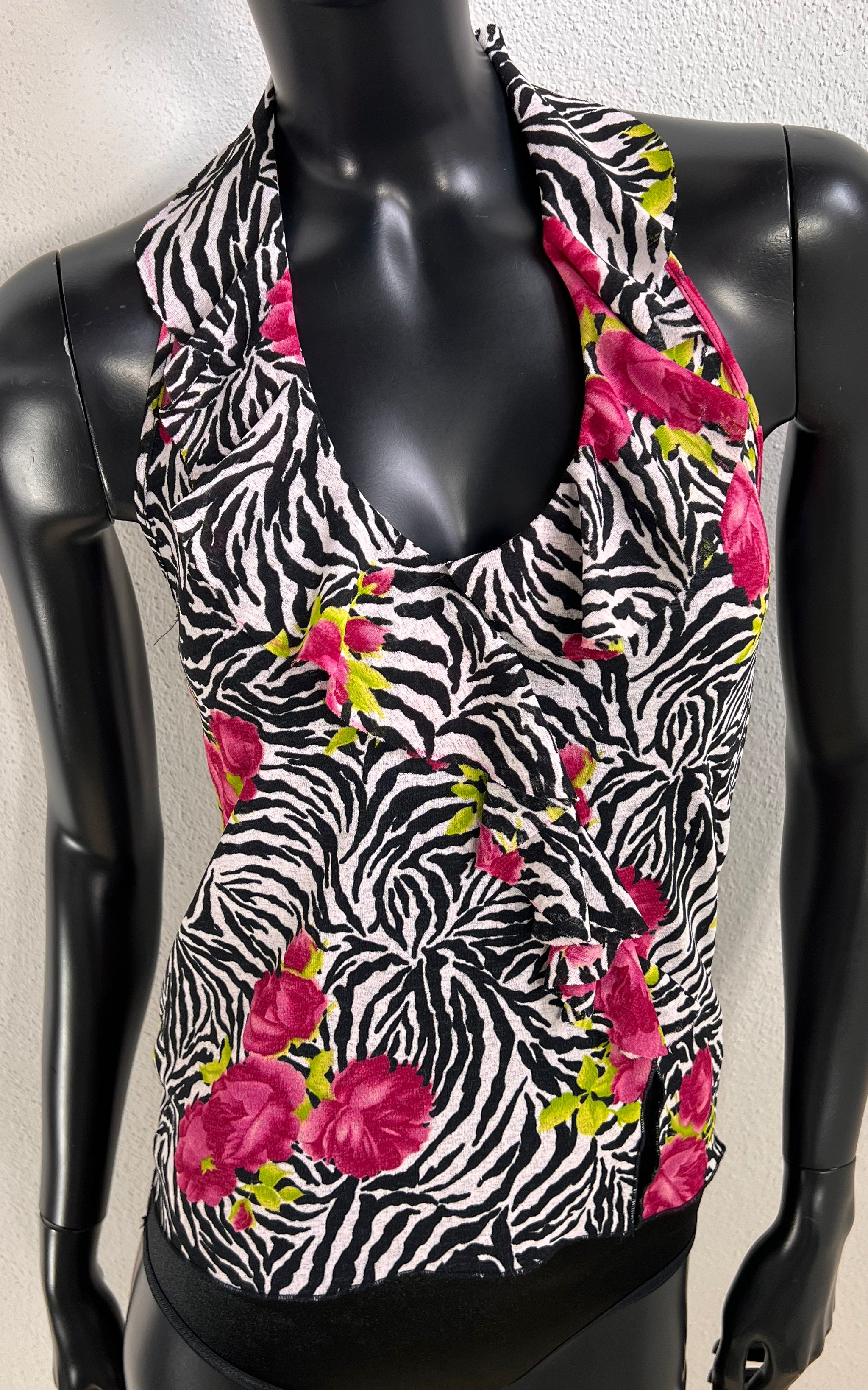 Vintage Morgan de Toi Mesh Zebra Ruffle Top