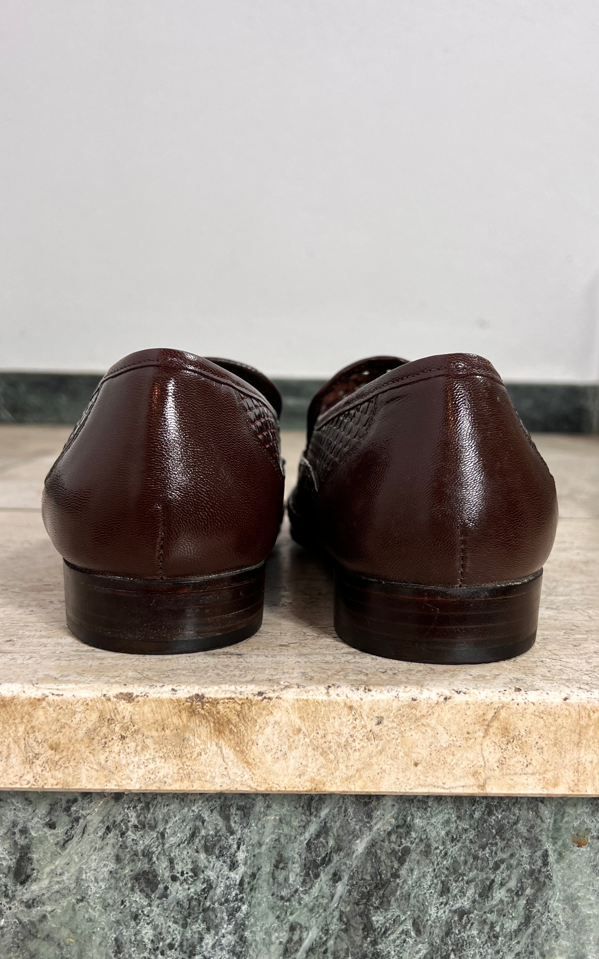 Vintage MENS Jean Dumas Handwoven Leather Loafers 44,5