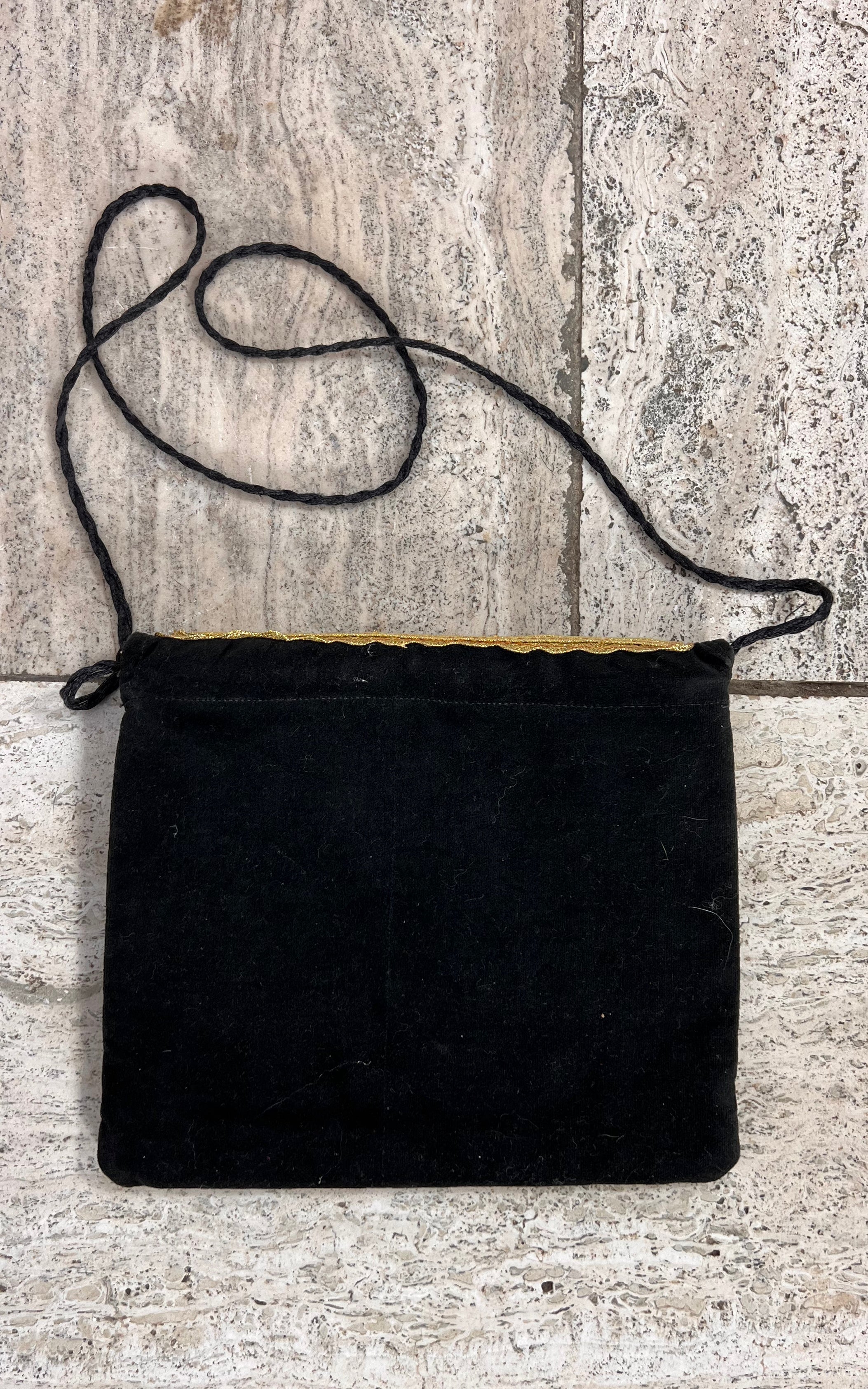 Vintage Bohemian Embroidered Velvet Bag with Mirror Work
