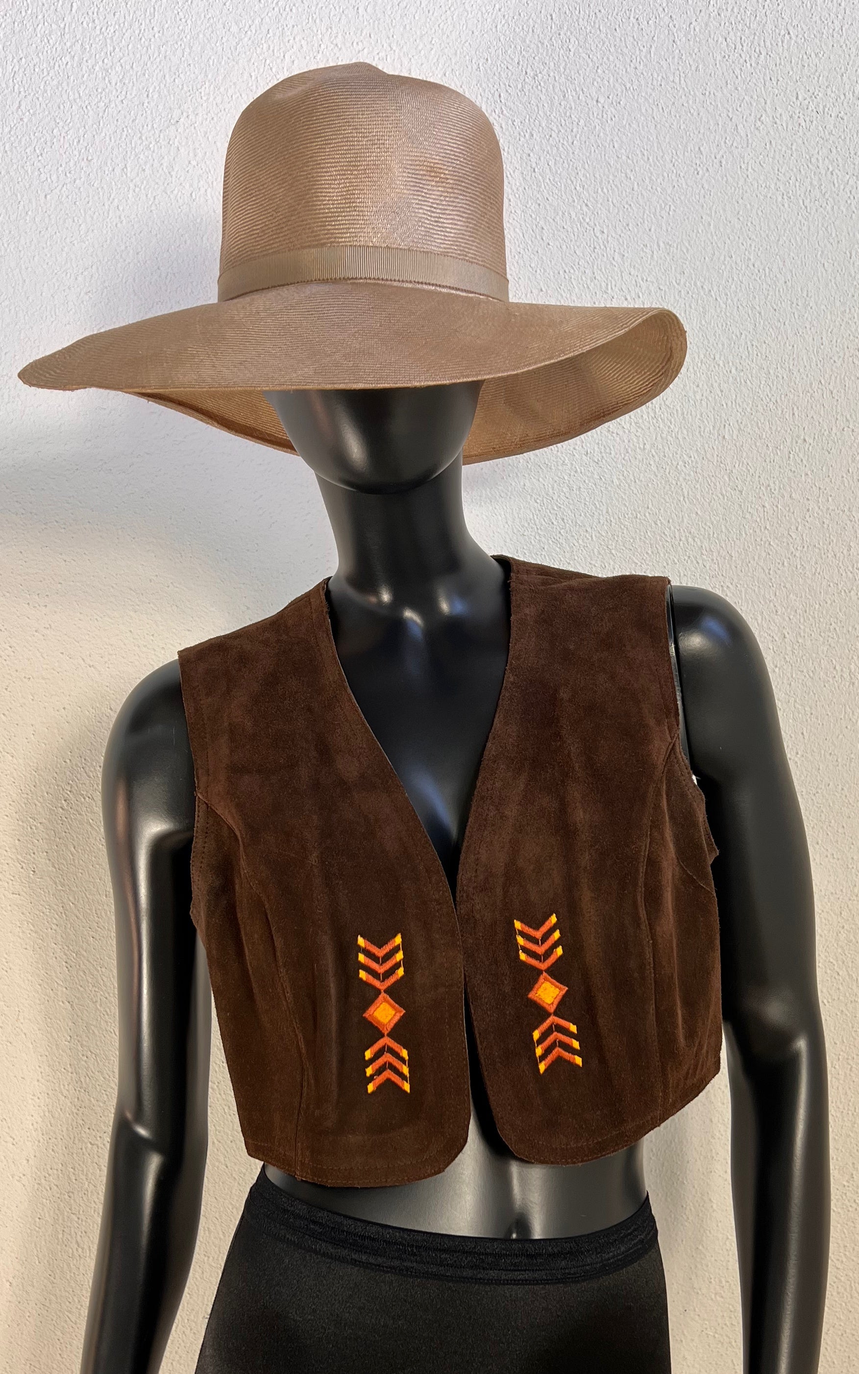 Vintage 70s Betty Barclay Leather Waistcoat
