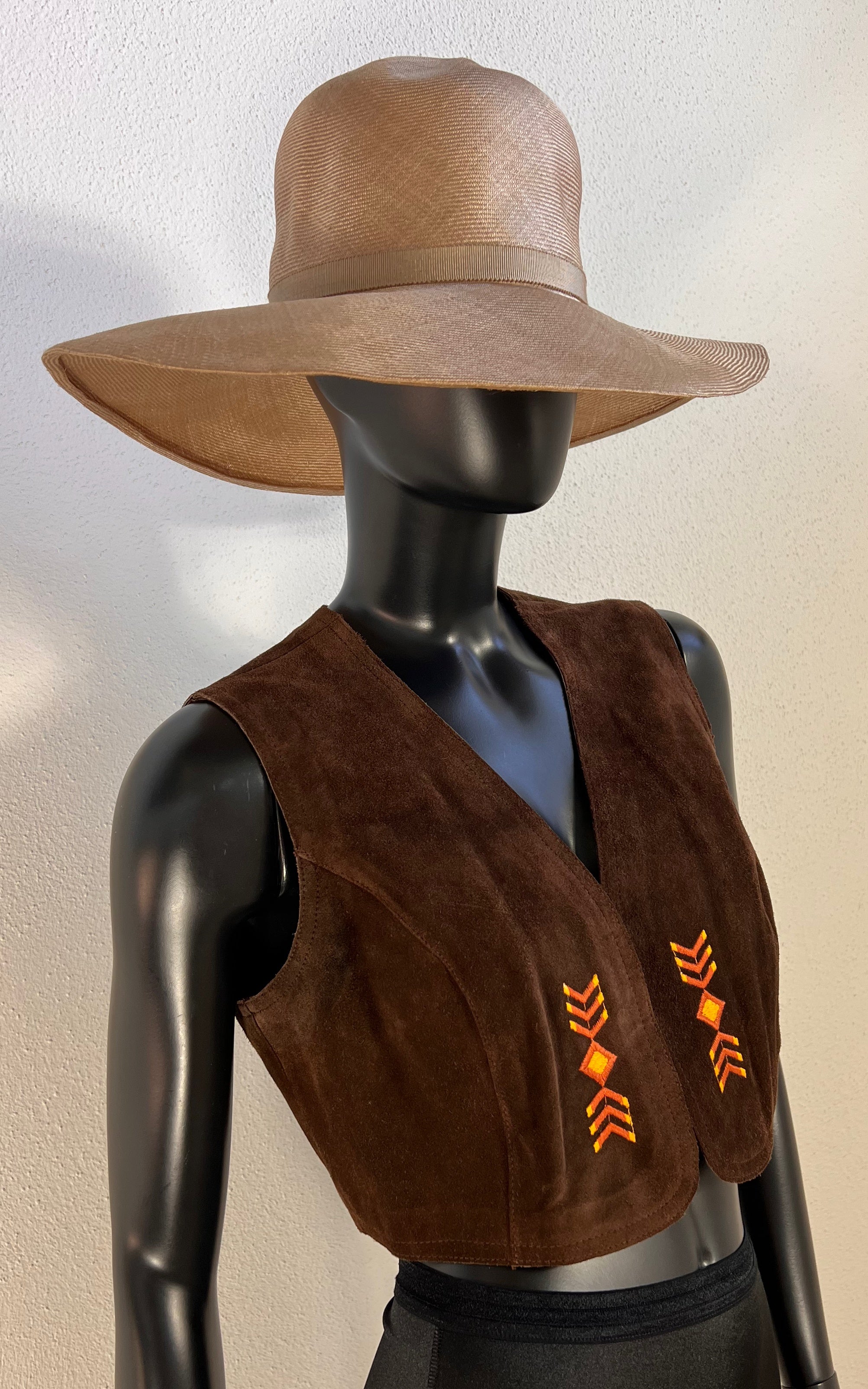 Vintage 70s Betty Barclay Leather Waistcoat