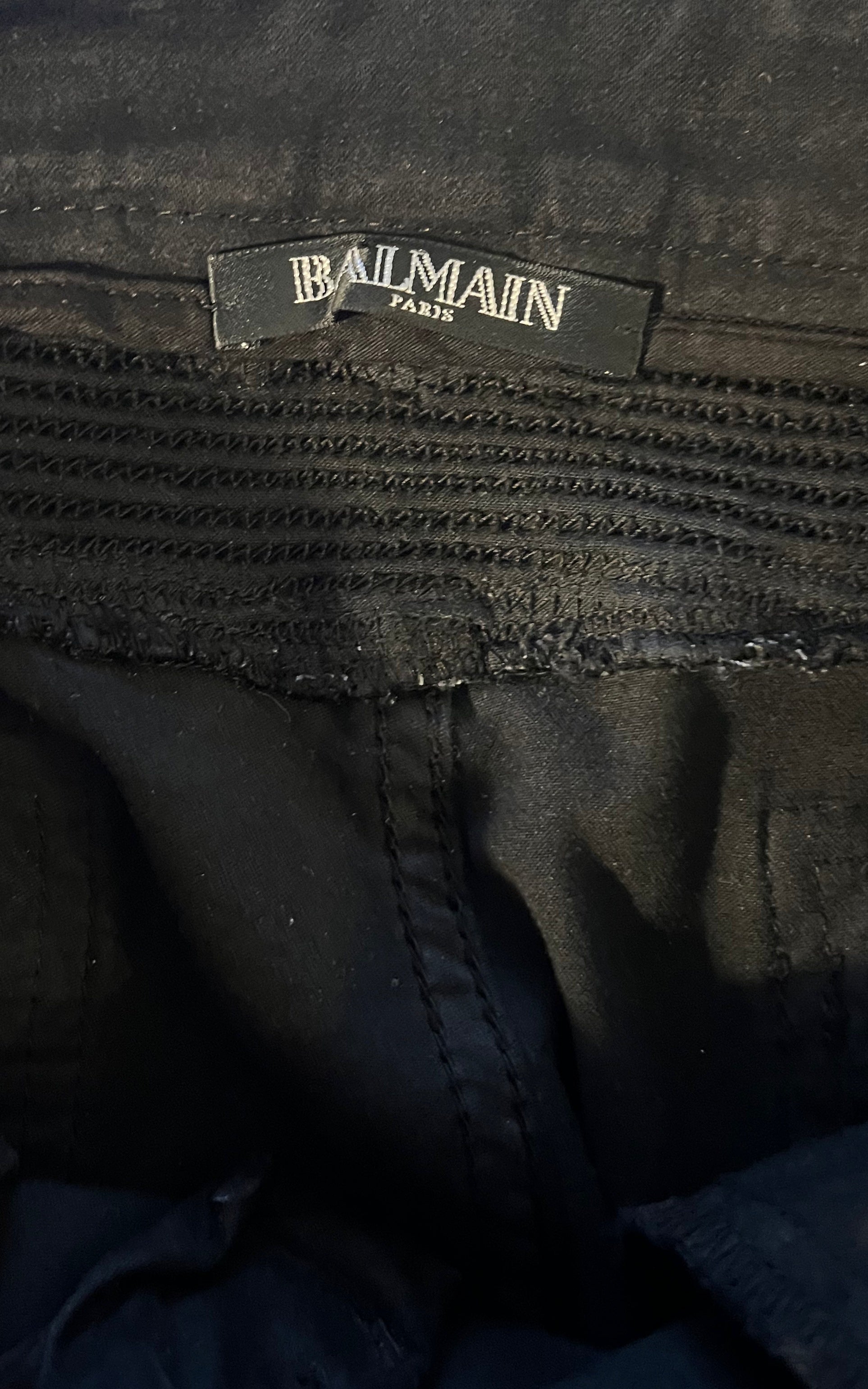 Vintage Balmain Biker Pants Black Denim