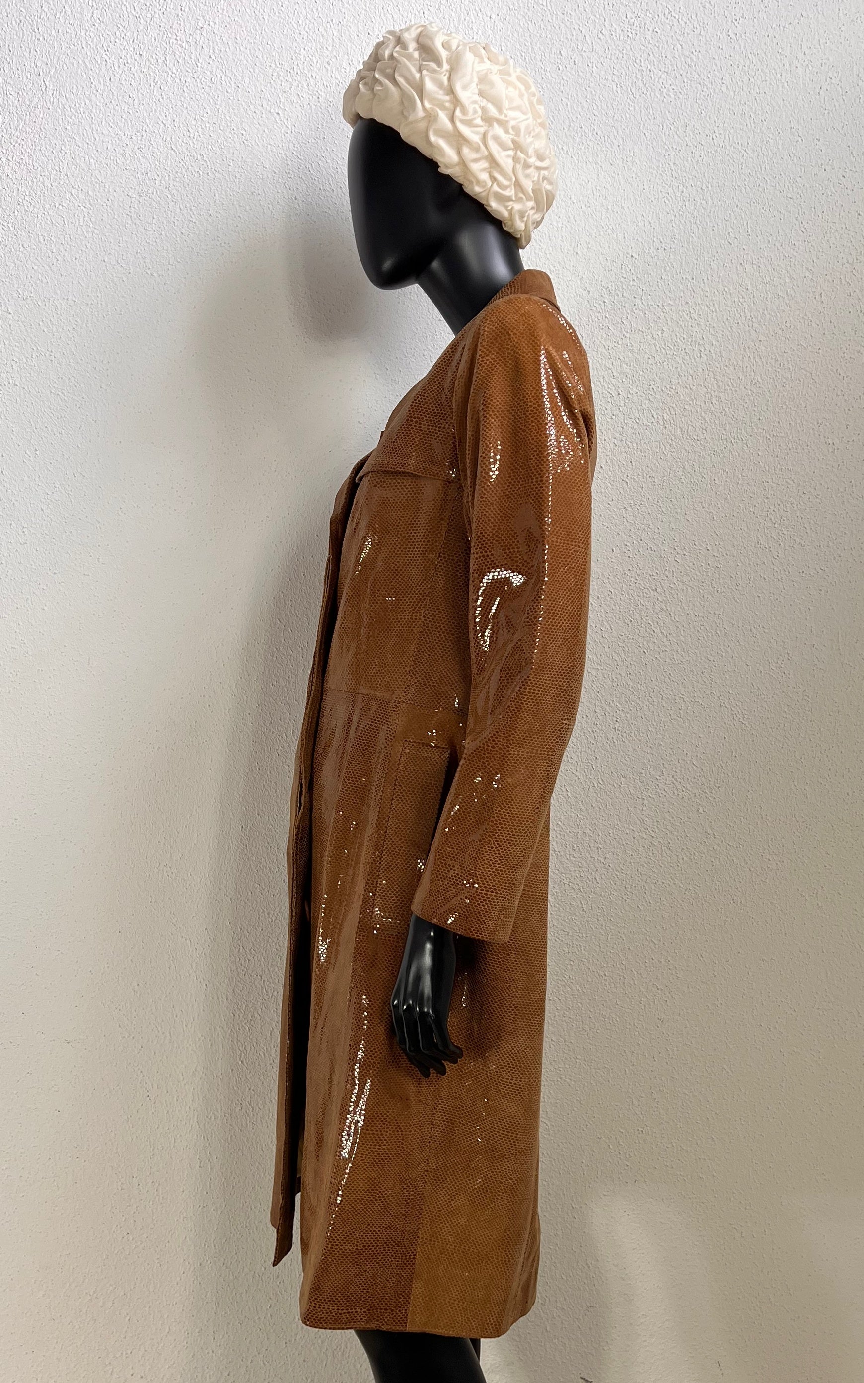 Vintage Shiny Real Leather Coat