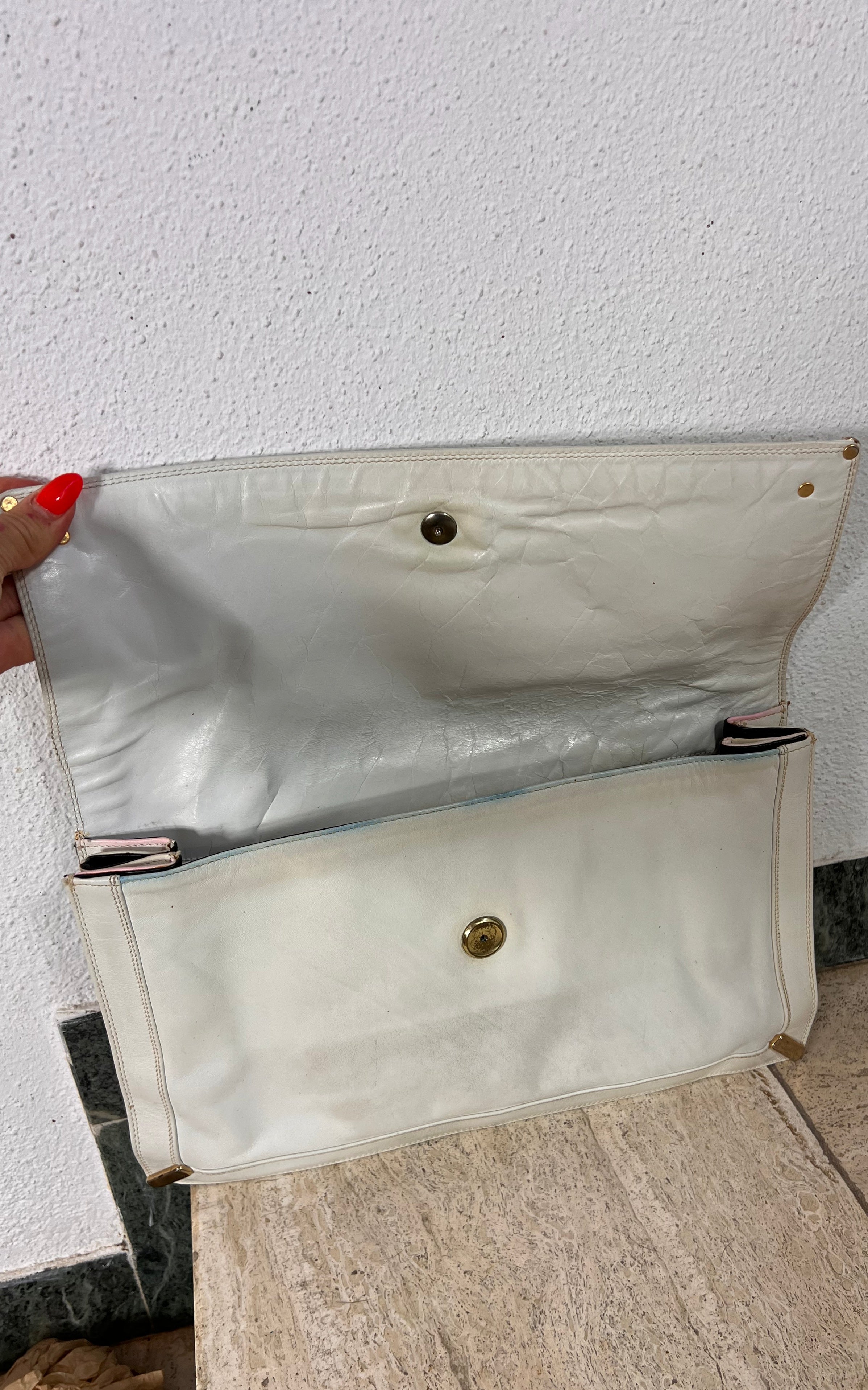 Vintage White Pouch Clutch Bag