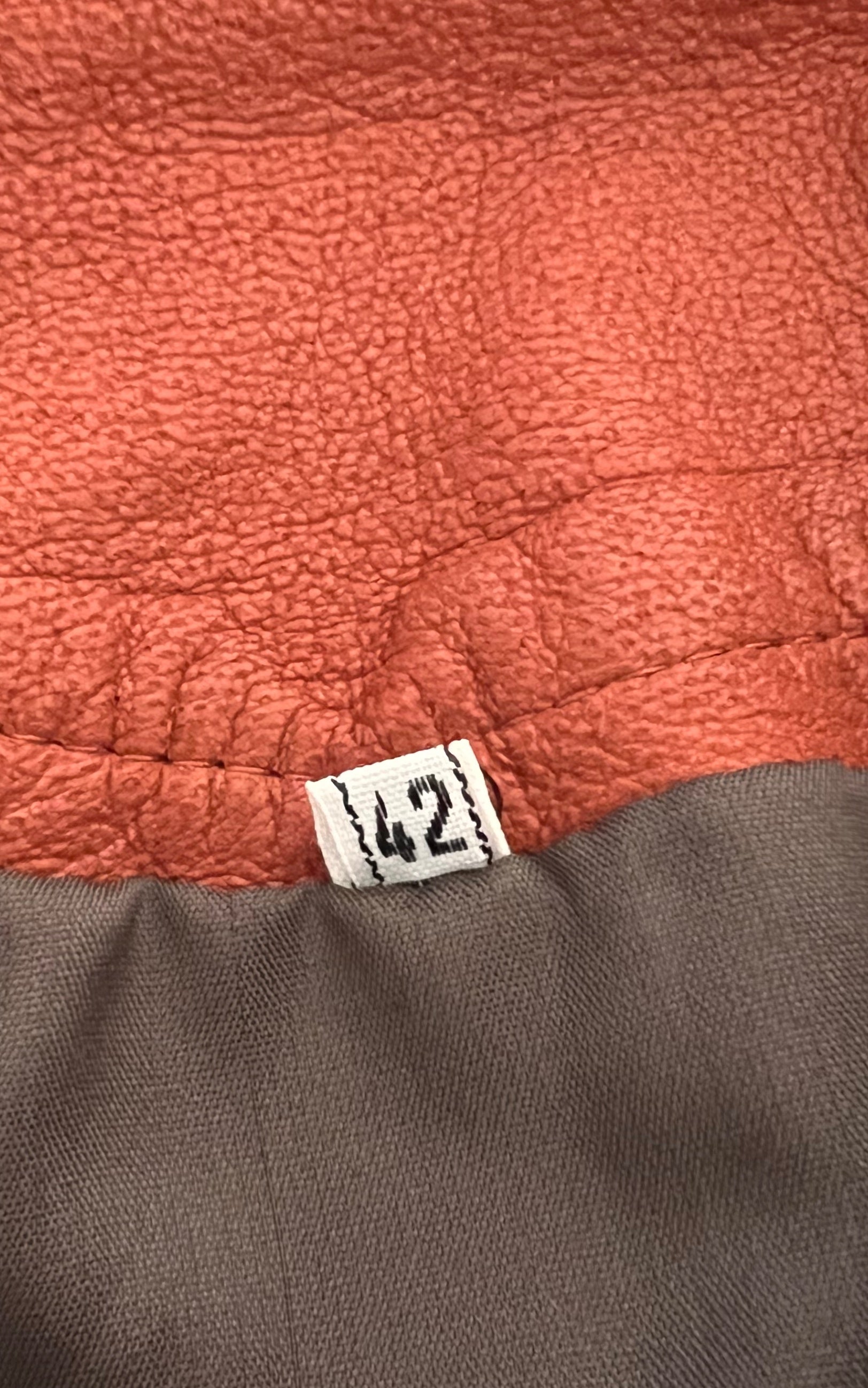 Vintage Leather Pencil Skirt Orange Brown