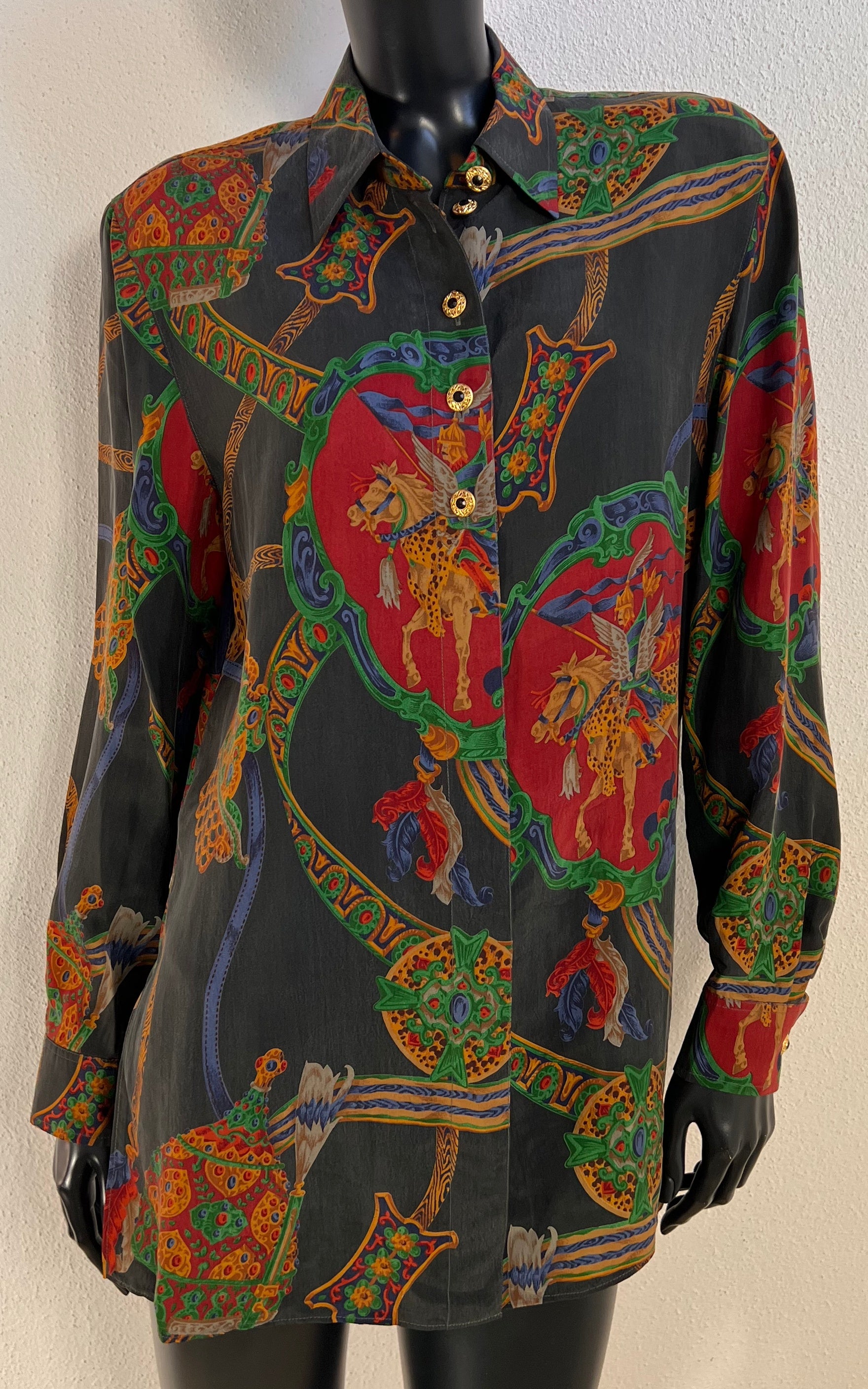 Vintage 90s Erfo Equestrian Cupro Blouse