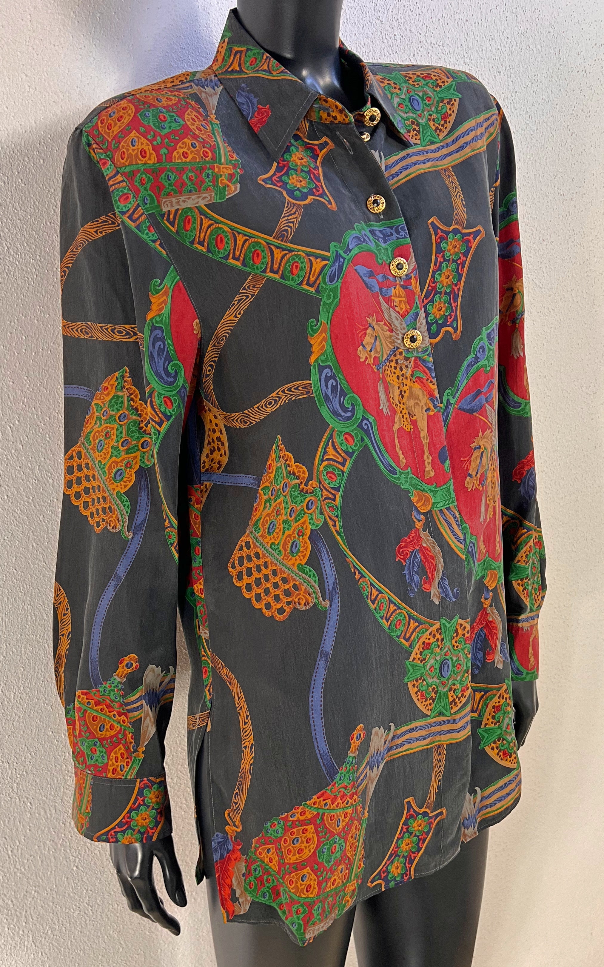 Vintage 90s Erfo Equestrian Cupro Blouse