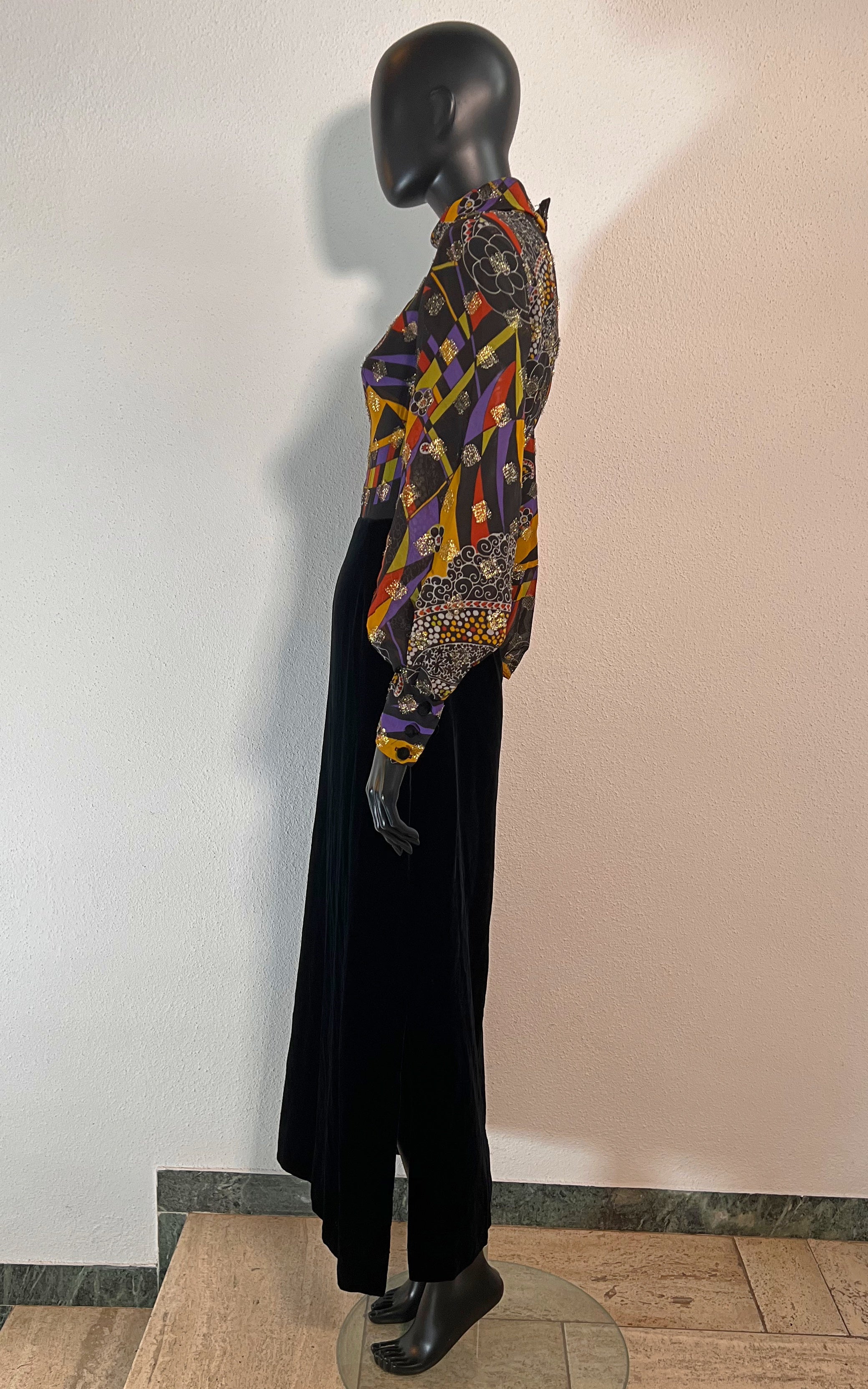 Vintage 70s Psychedelic Velvet Dress