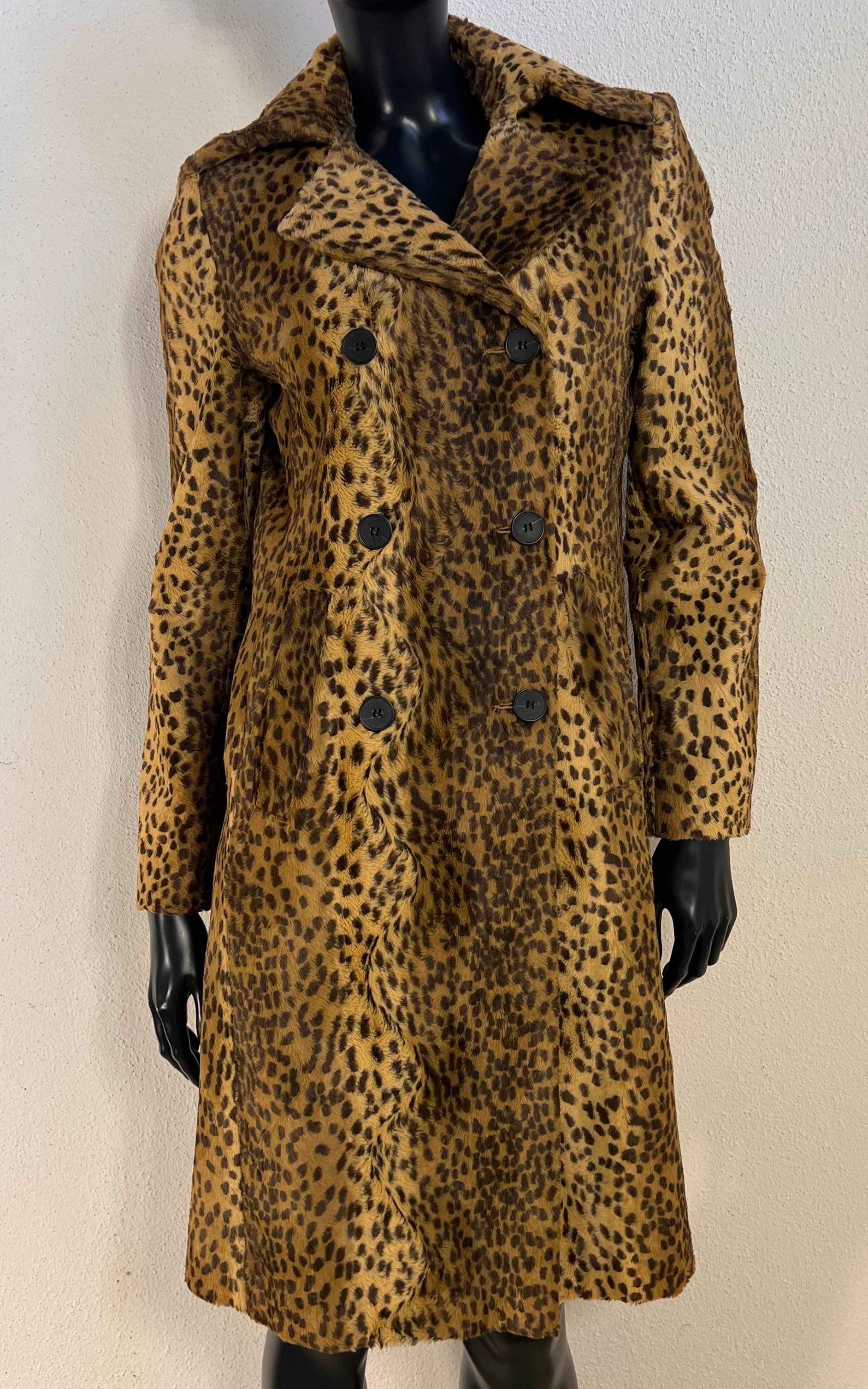 Vintage 90s Kookai leopard-print faux-fur coat