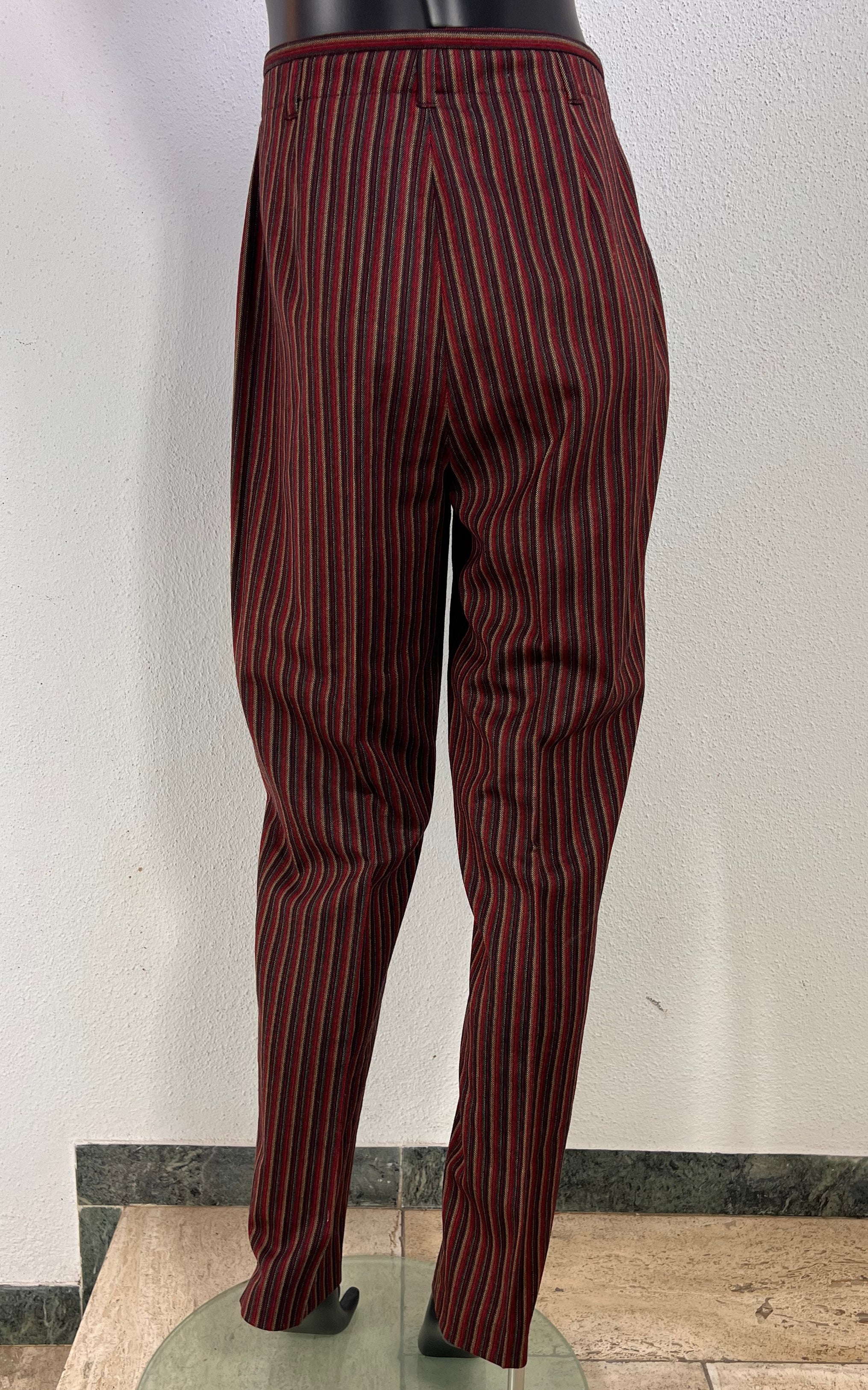 Elegance Paris Striped Virgin Wool Trousers