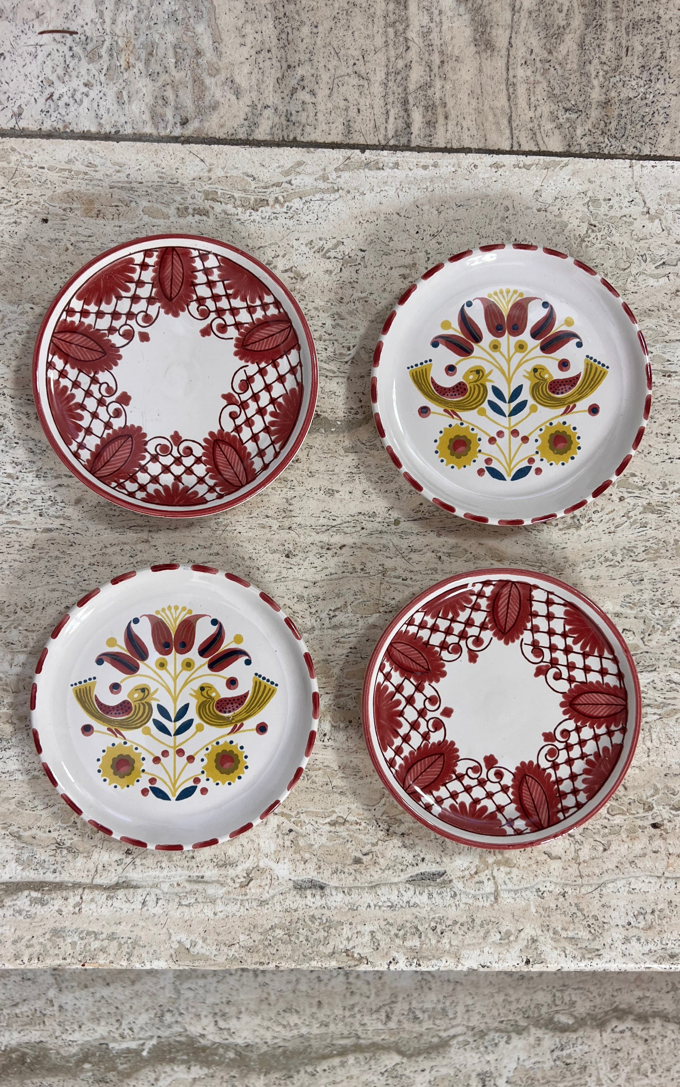 Vintage Hand-Painted Ceramic Coasters – Set of 4