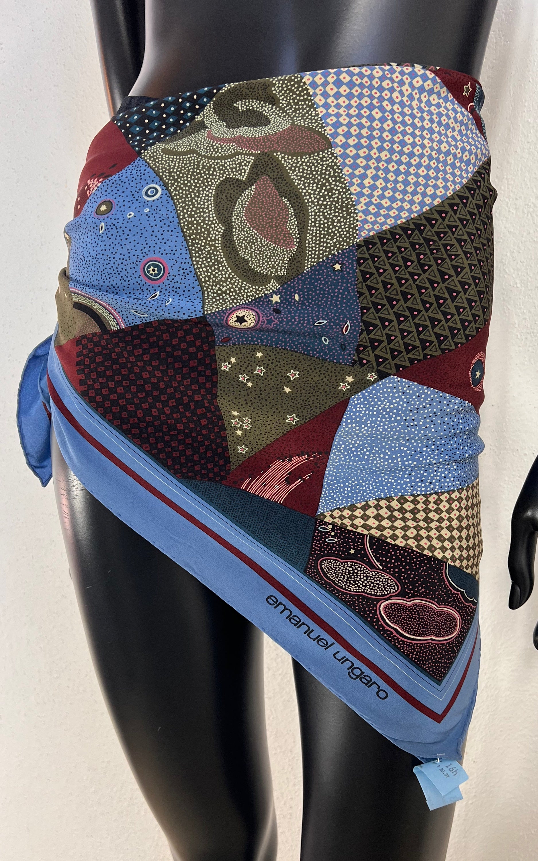 Vintage Emanuel Ungaro Abstract Patchwork Print Scarf