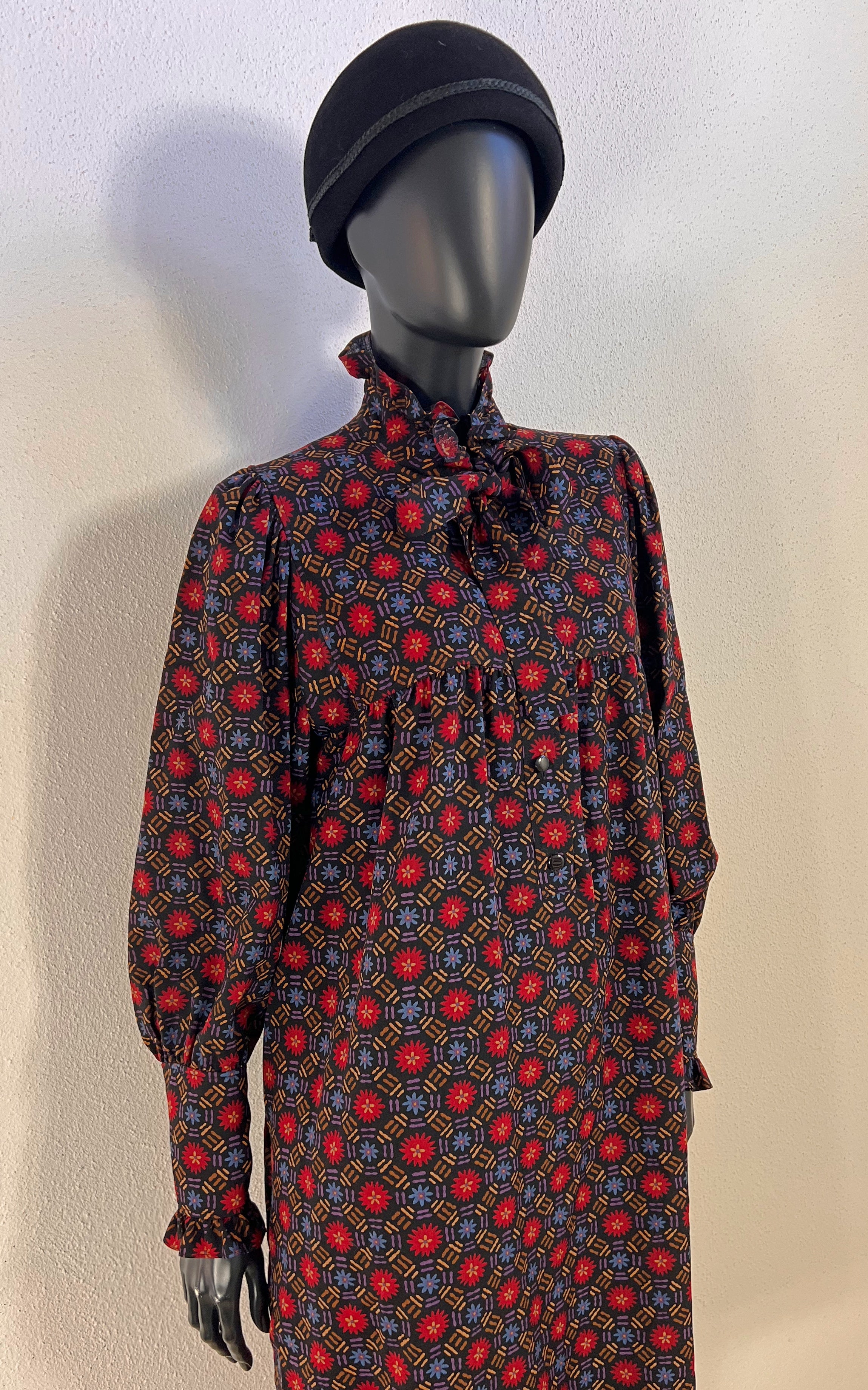 Fall 1980 Yves Saint Laurent Rive Gauche Floral Dress
