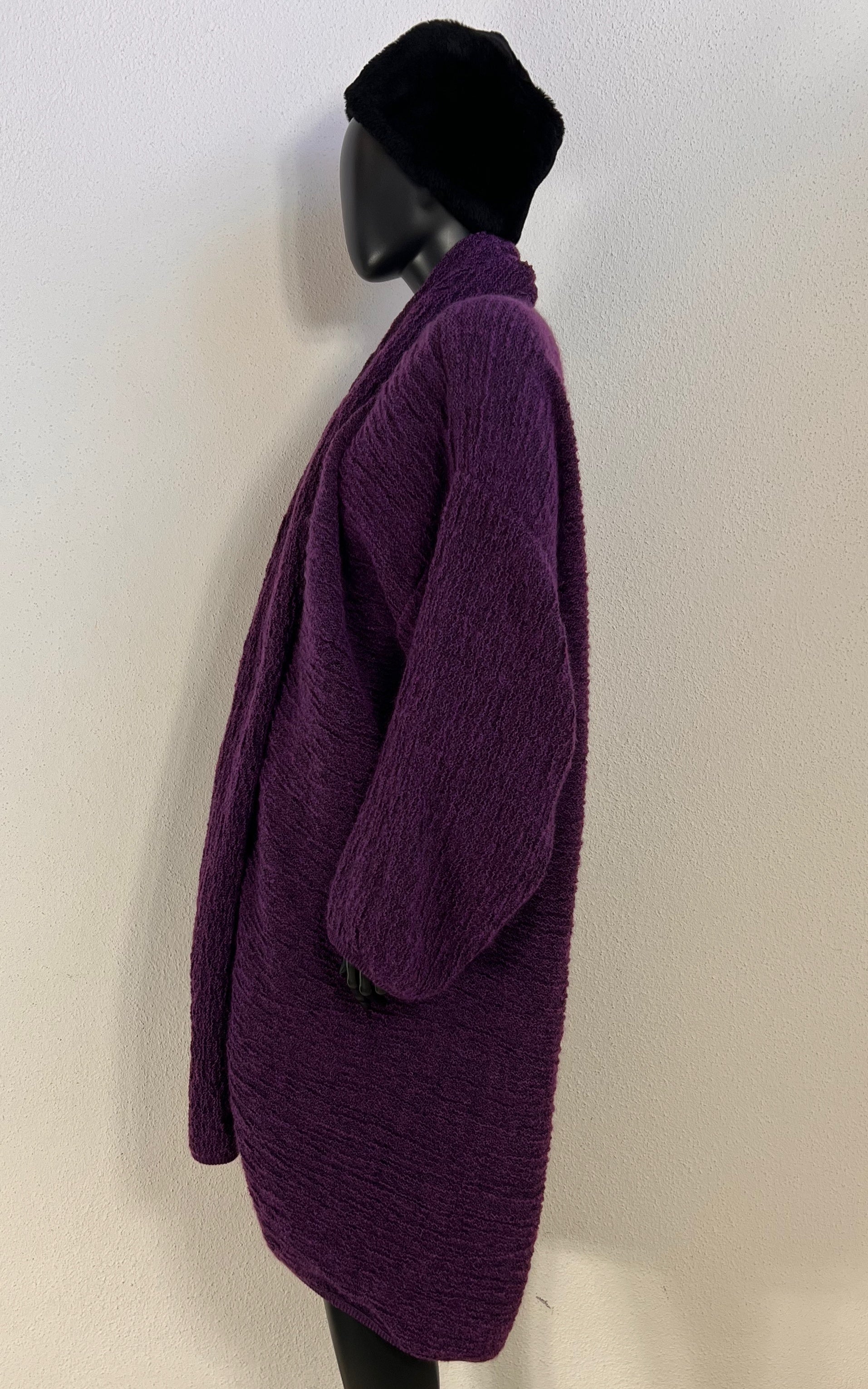 Vintage Missoni Knit Coat in Deep Plum Purple