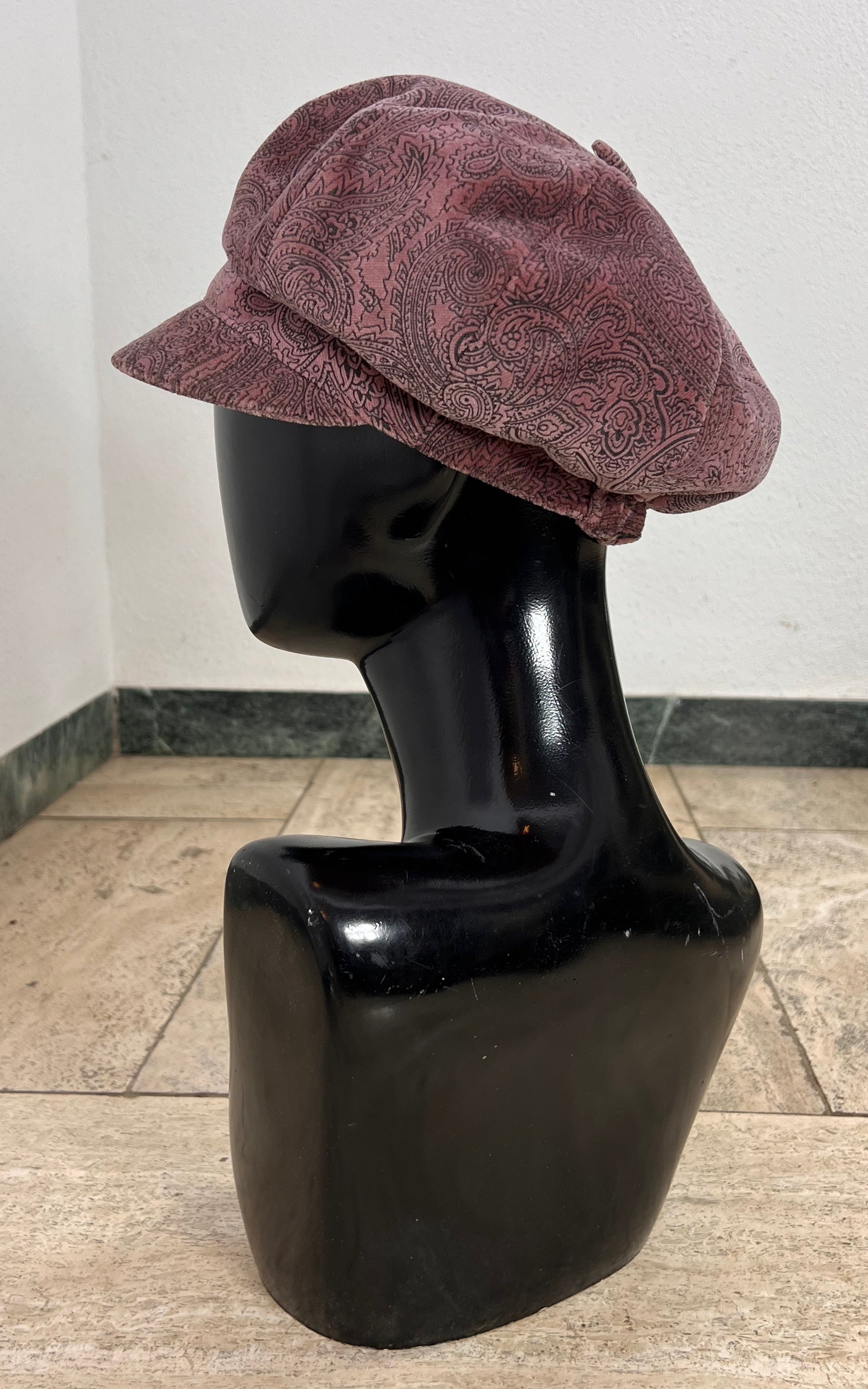 Vintage Paisley Velvet Baker Boy Hat