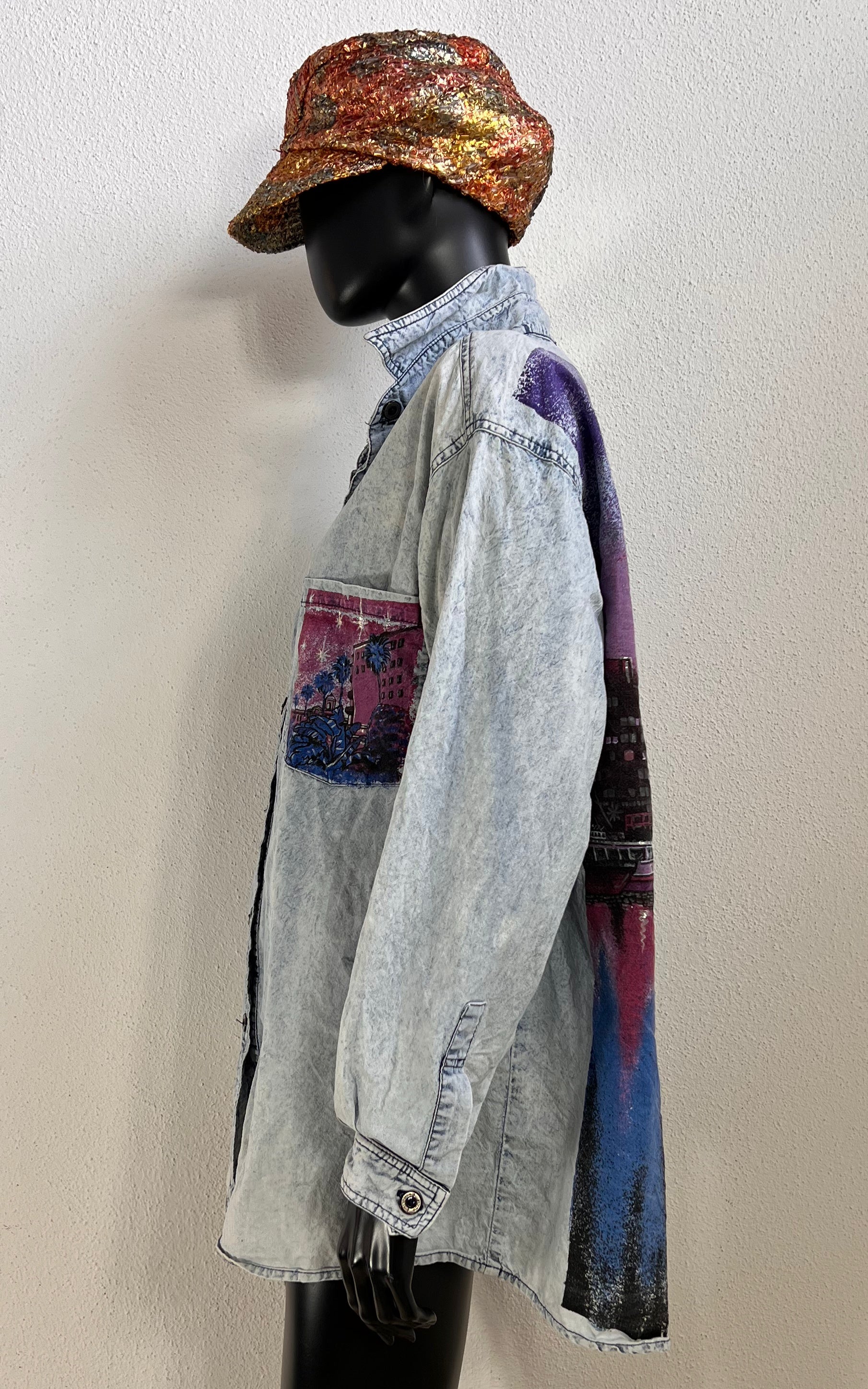Vintage 80s Michel Adam Acid Wash Miami Shirt