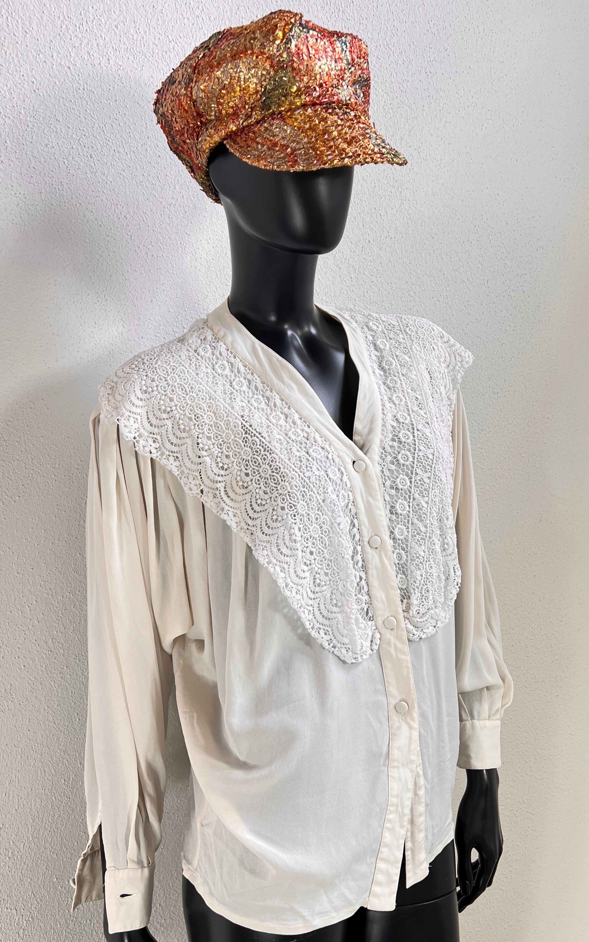 Vintage Lace Collar Silk Blouse