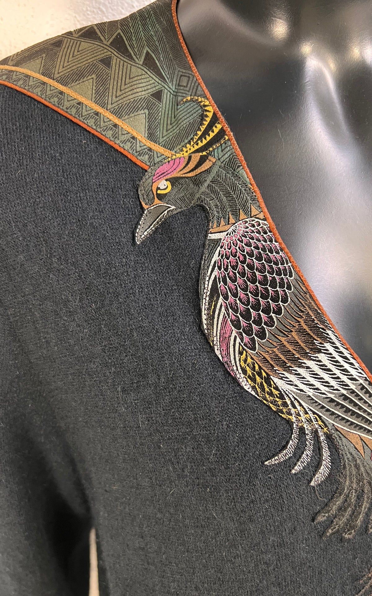 1970s Roberto Cavalli Angora Dress with Hand-Painted Leather Birds