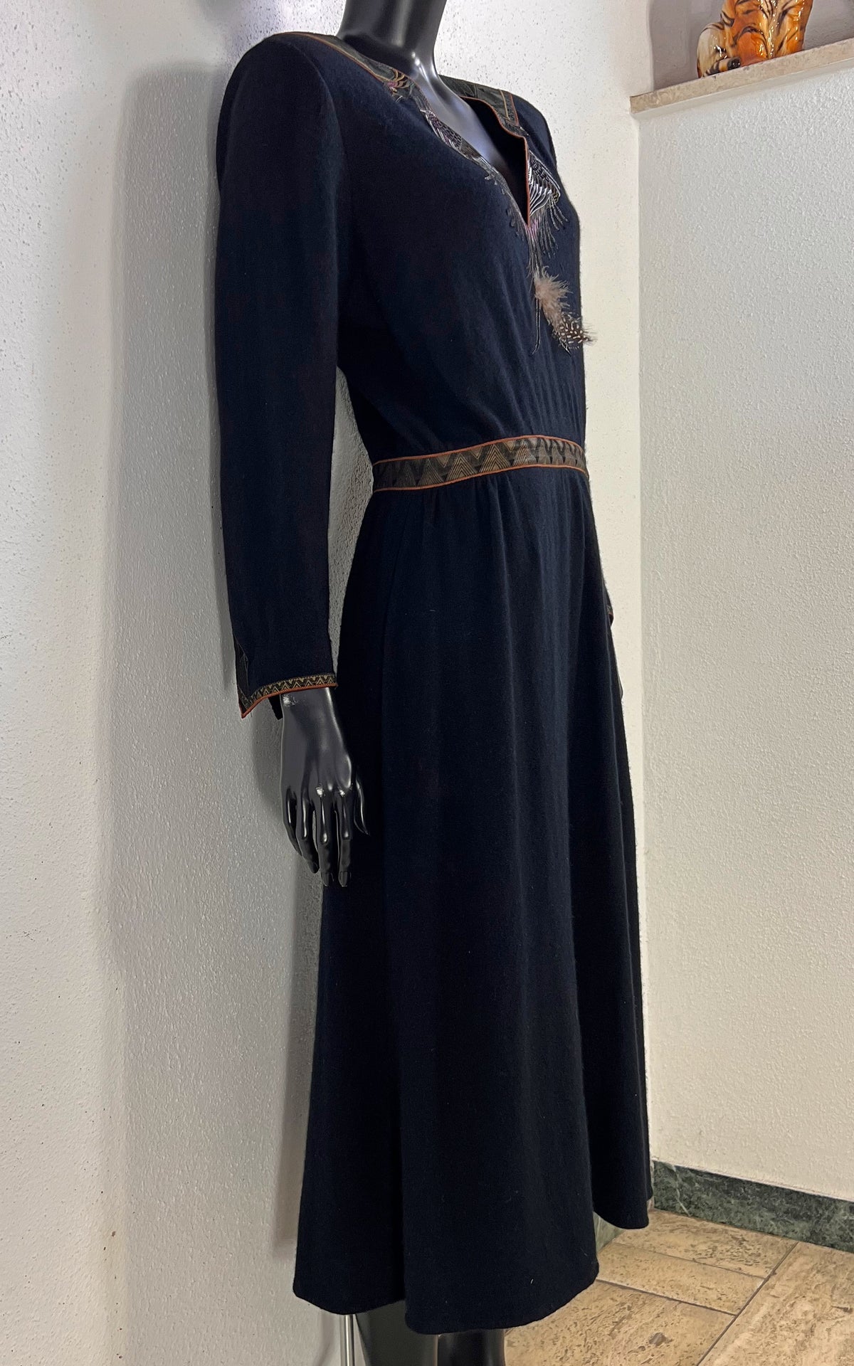 1970s Roberto Cavalli Angora Dress with Hand-Painted Leather Birds