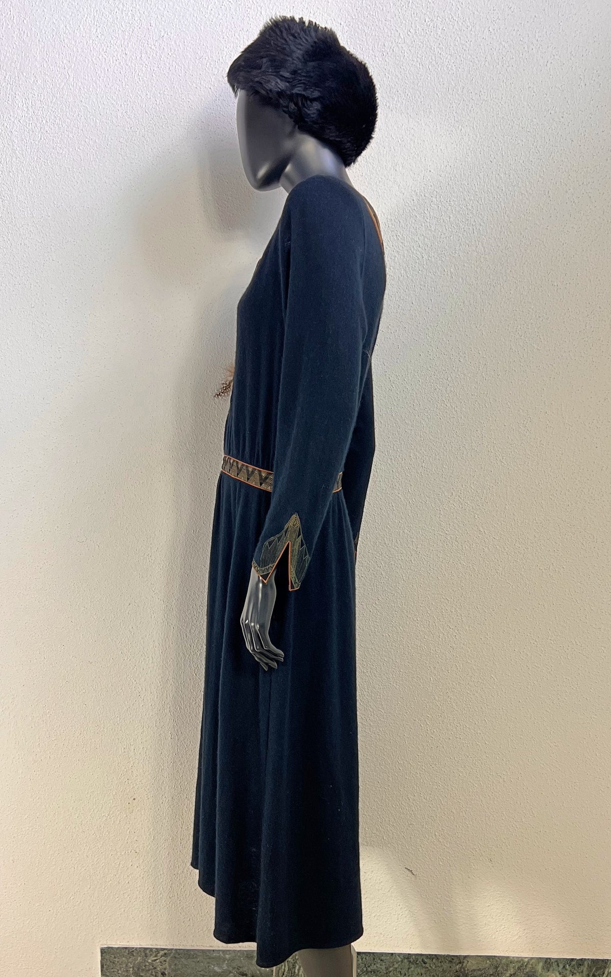 1970s Roberto Cavalli Angora Dress with Hand-Painted Leather Birds