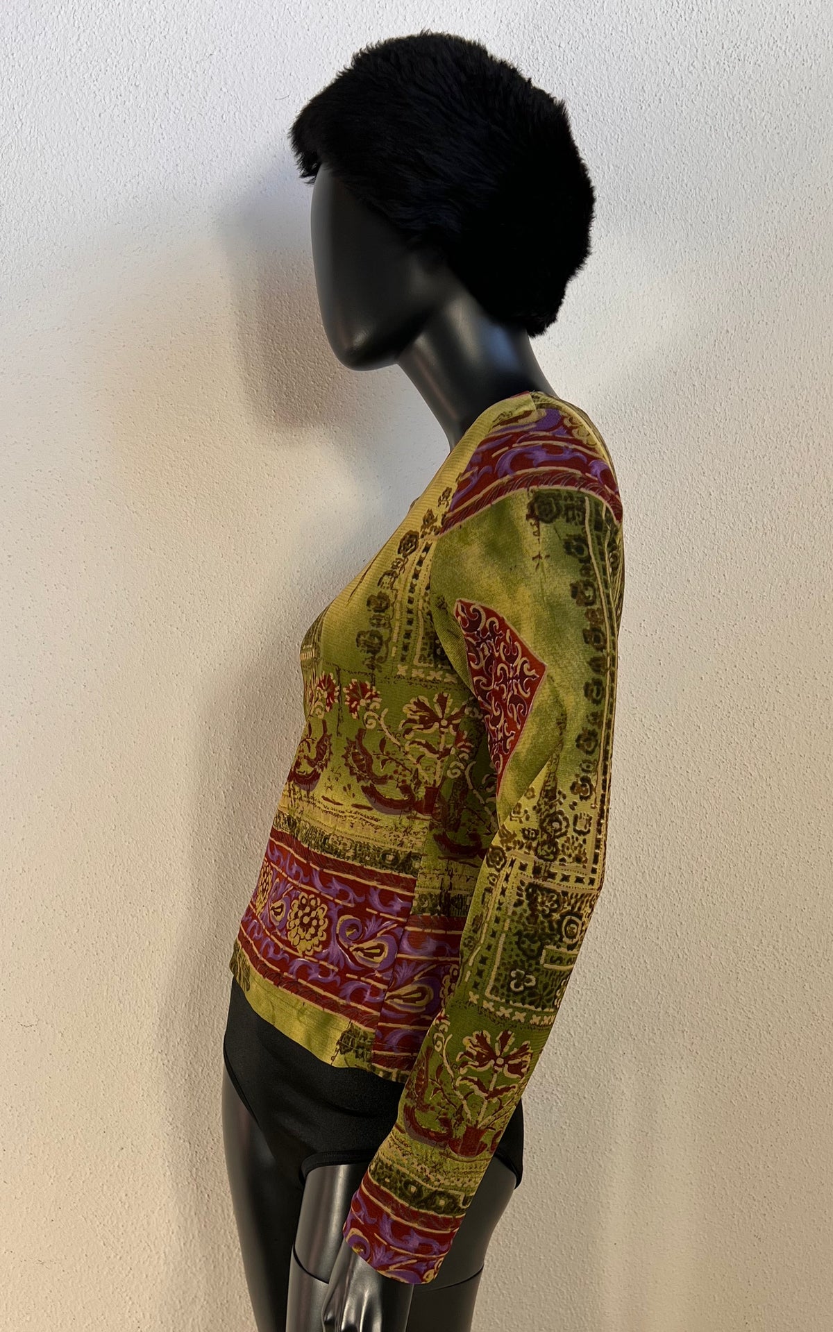 Vintage 90s Nienhaus Ornamental Print Mesh Shirt