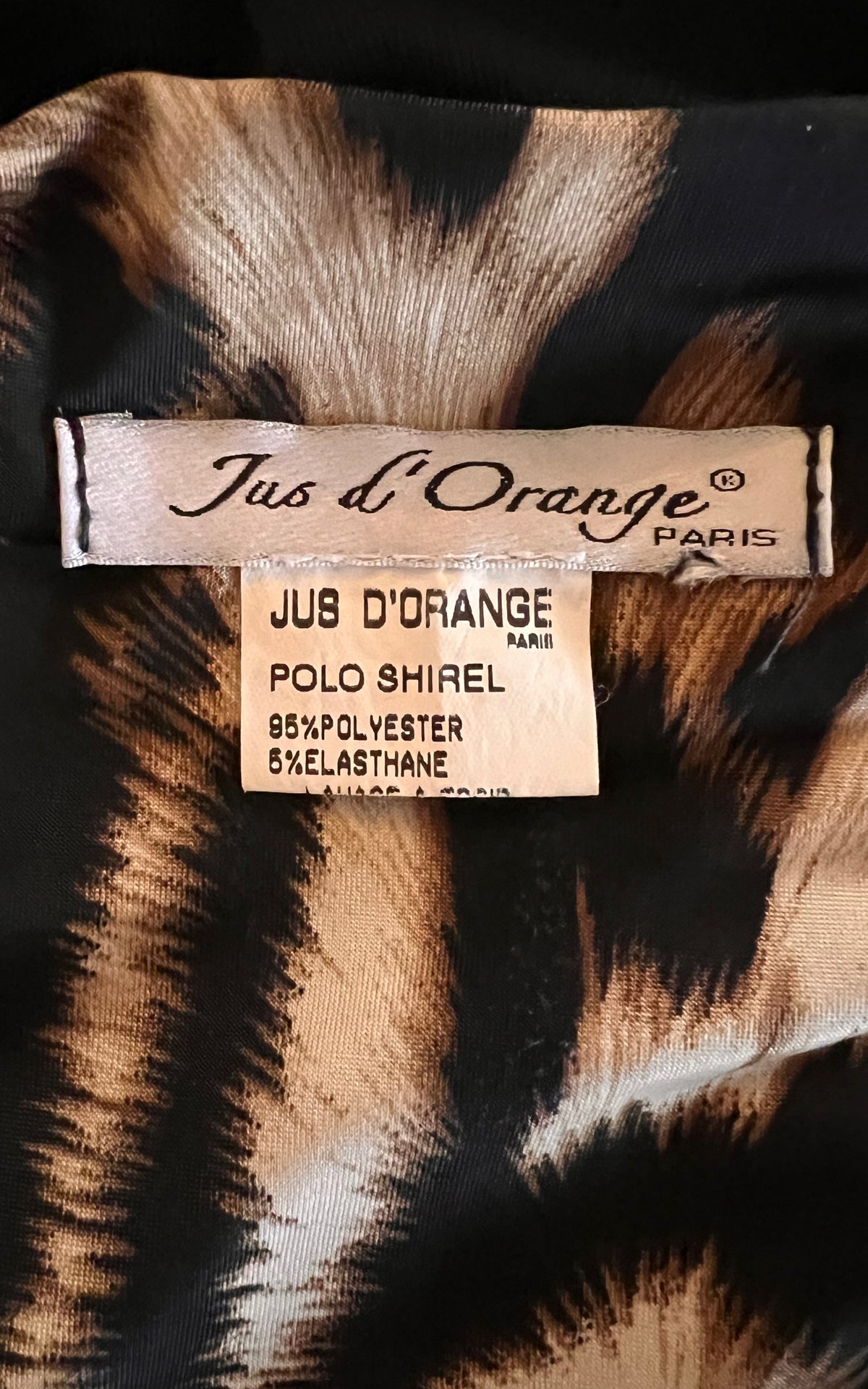 Y2K Jus d’Orange Paris Animal Print Top with Ruched Waist & Star Buckle