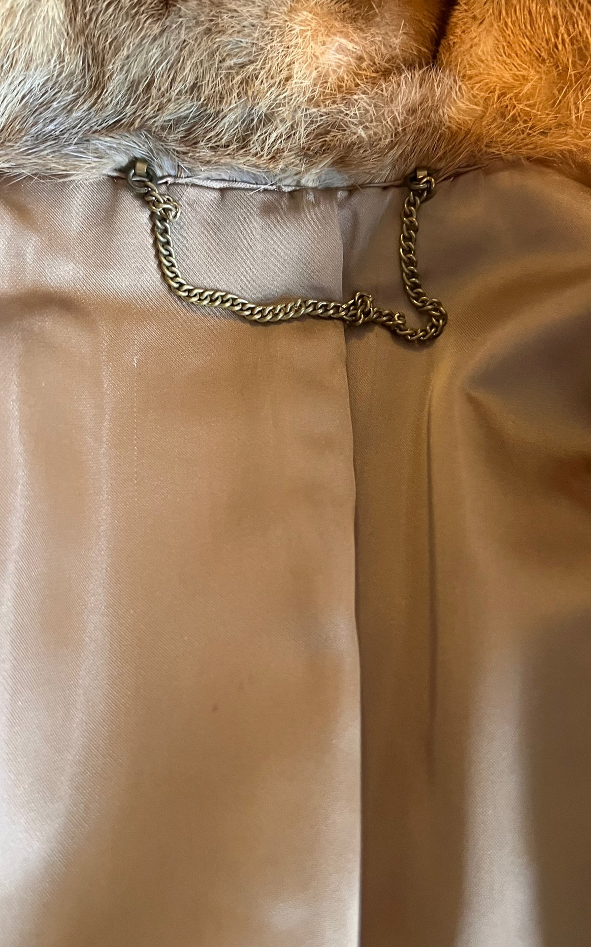 Vintage 1970s Golden Honey Fur Coat with Hood & Braided Belt