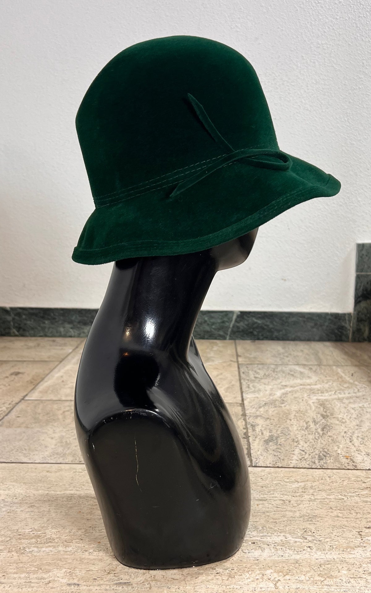 Vintage 1970s Felt Floppy Hat Emerald Green