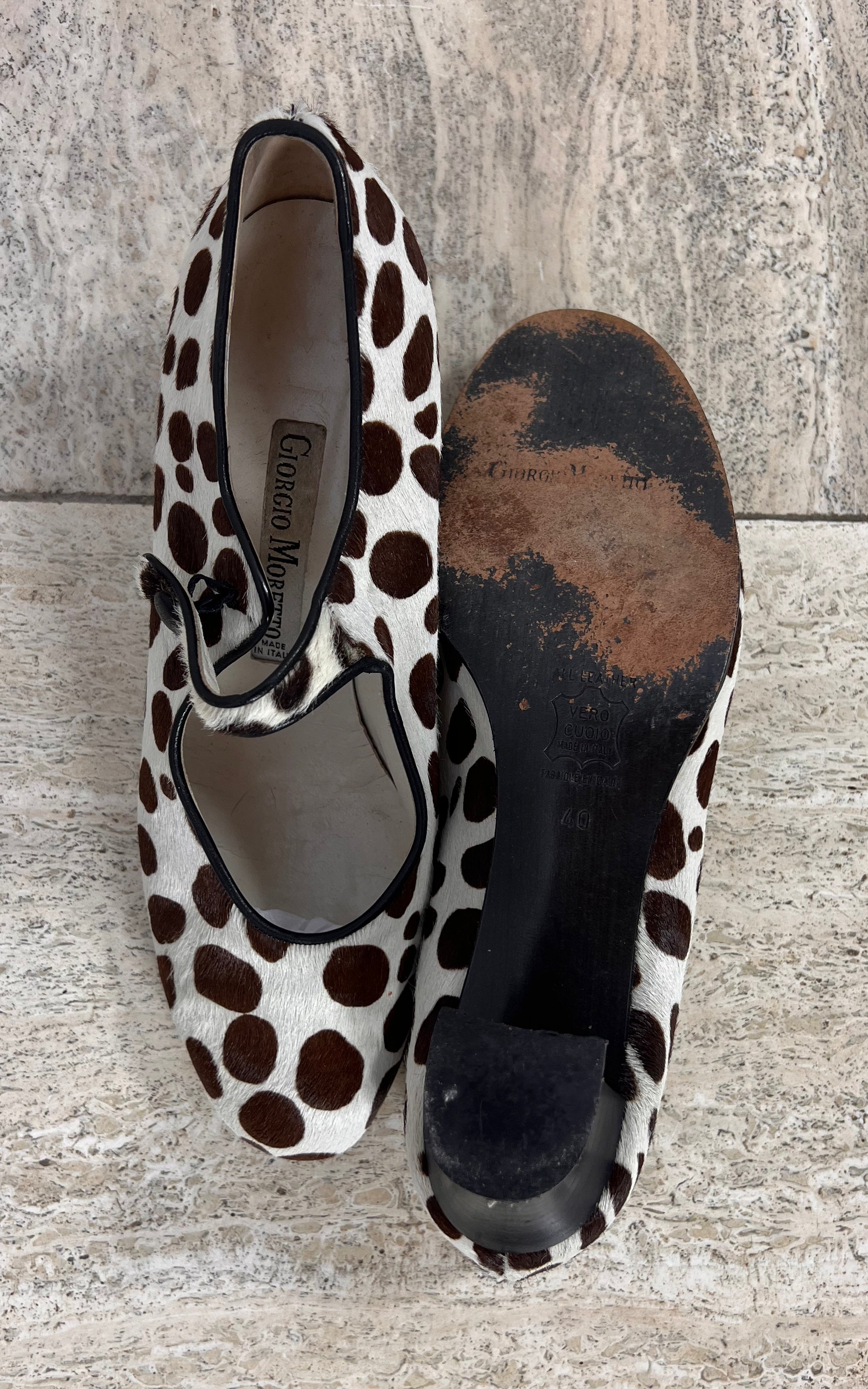 Vintage Giorgio Moretto Pony Hair Mary Jane Heels 40