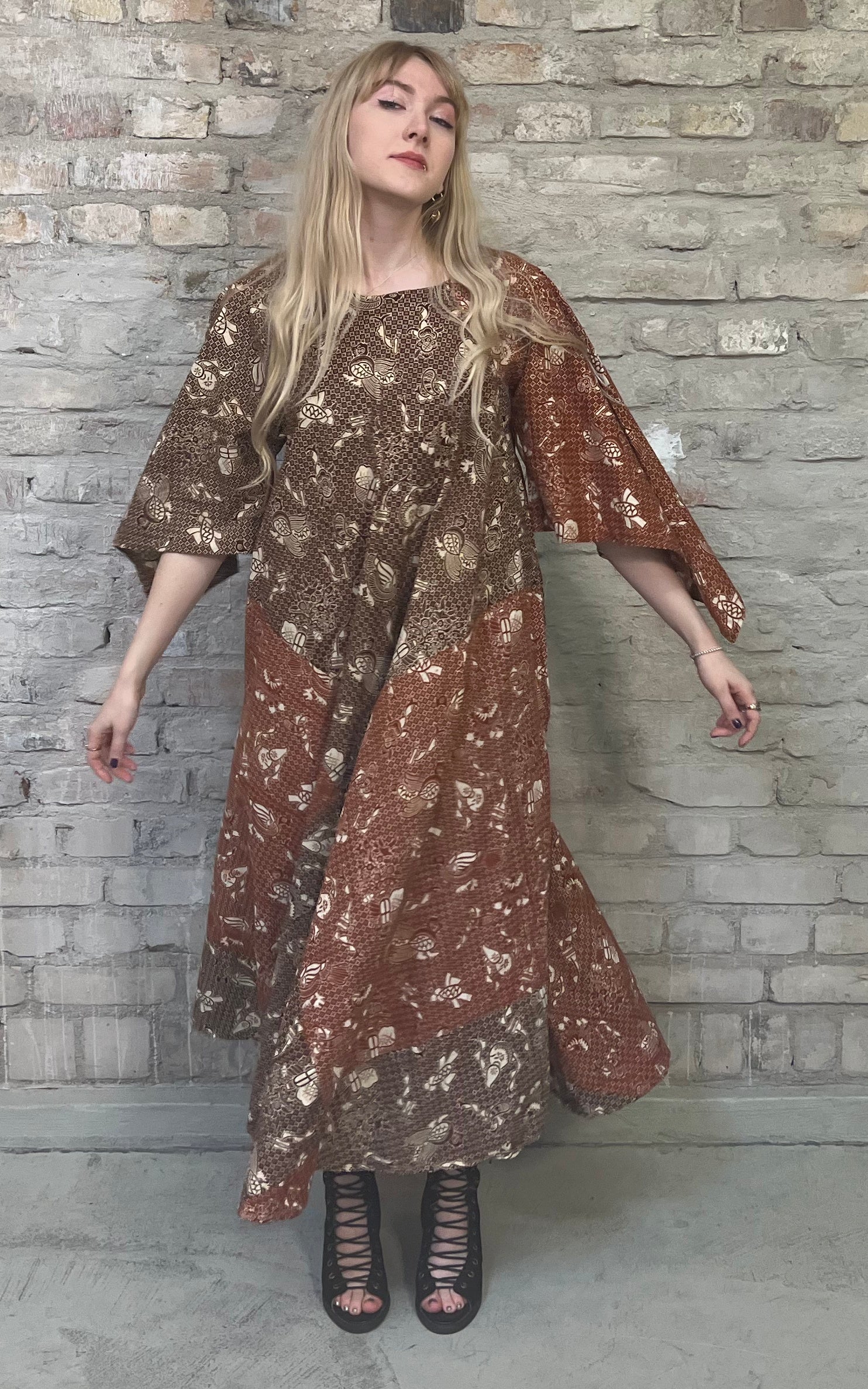 Abito caftano indiano vintage in cotone