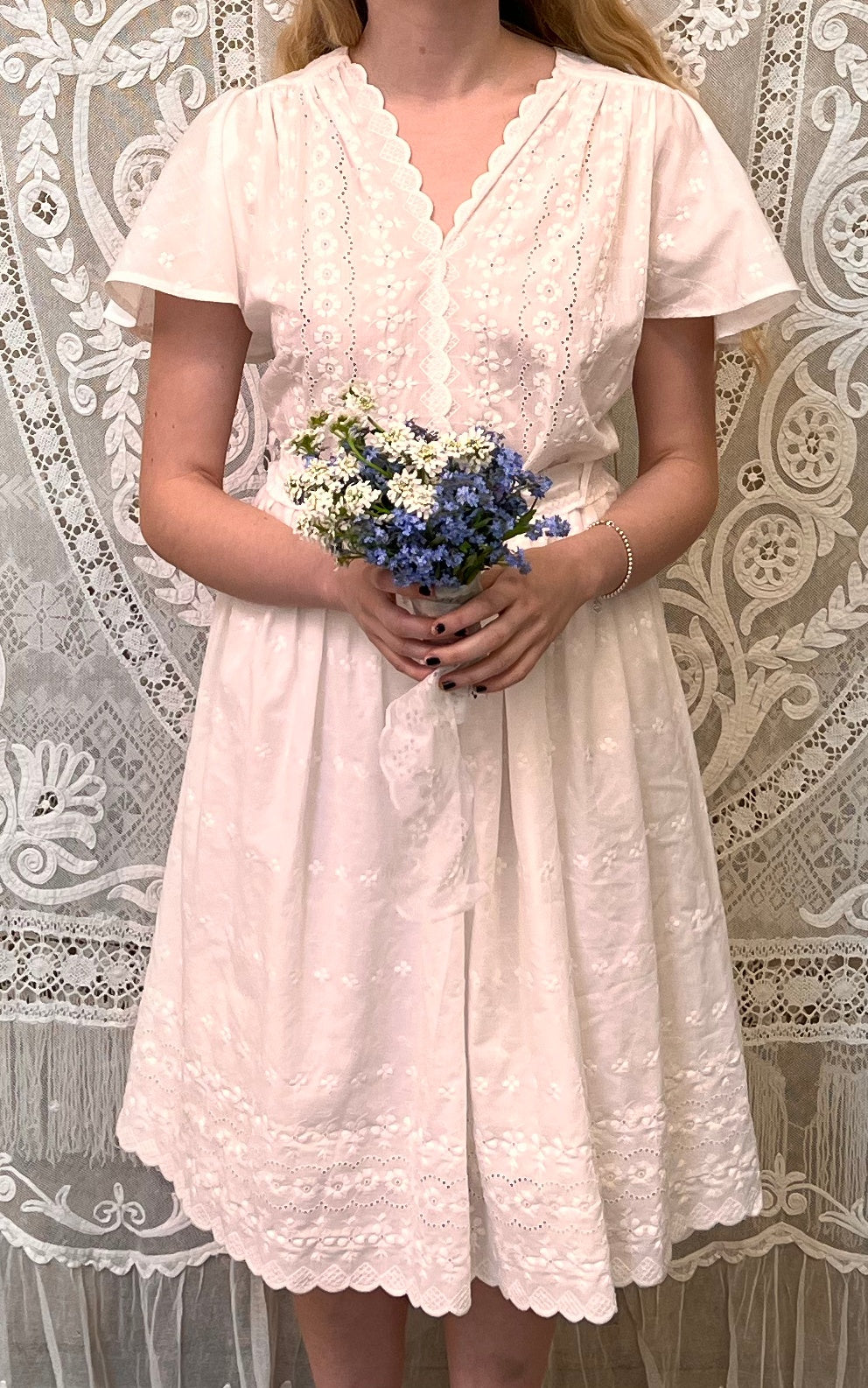 Abito da Sposa in Broderie Anglaise anni '70