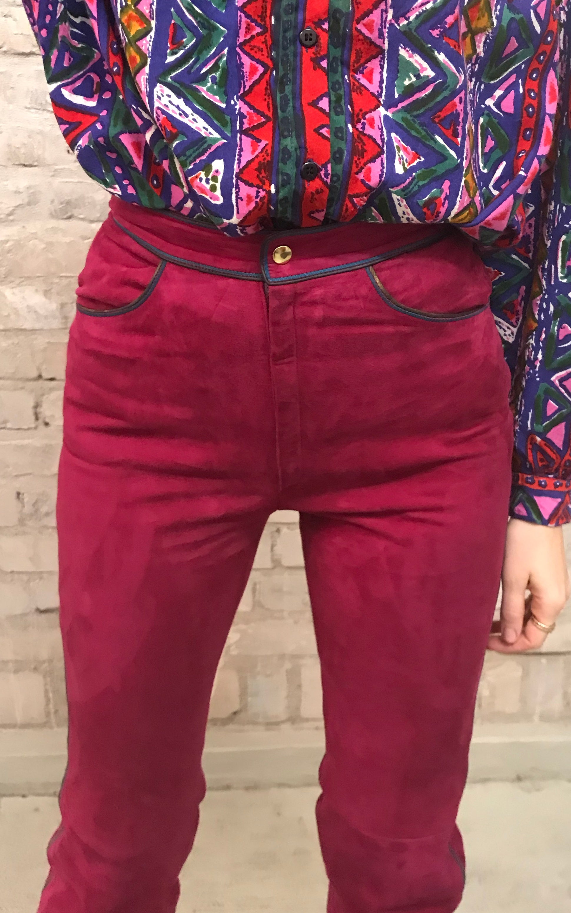 Pantaloni in pelle scamosciata Roberto Cavalli vintage anni '70