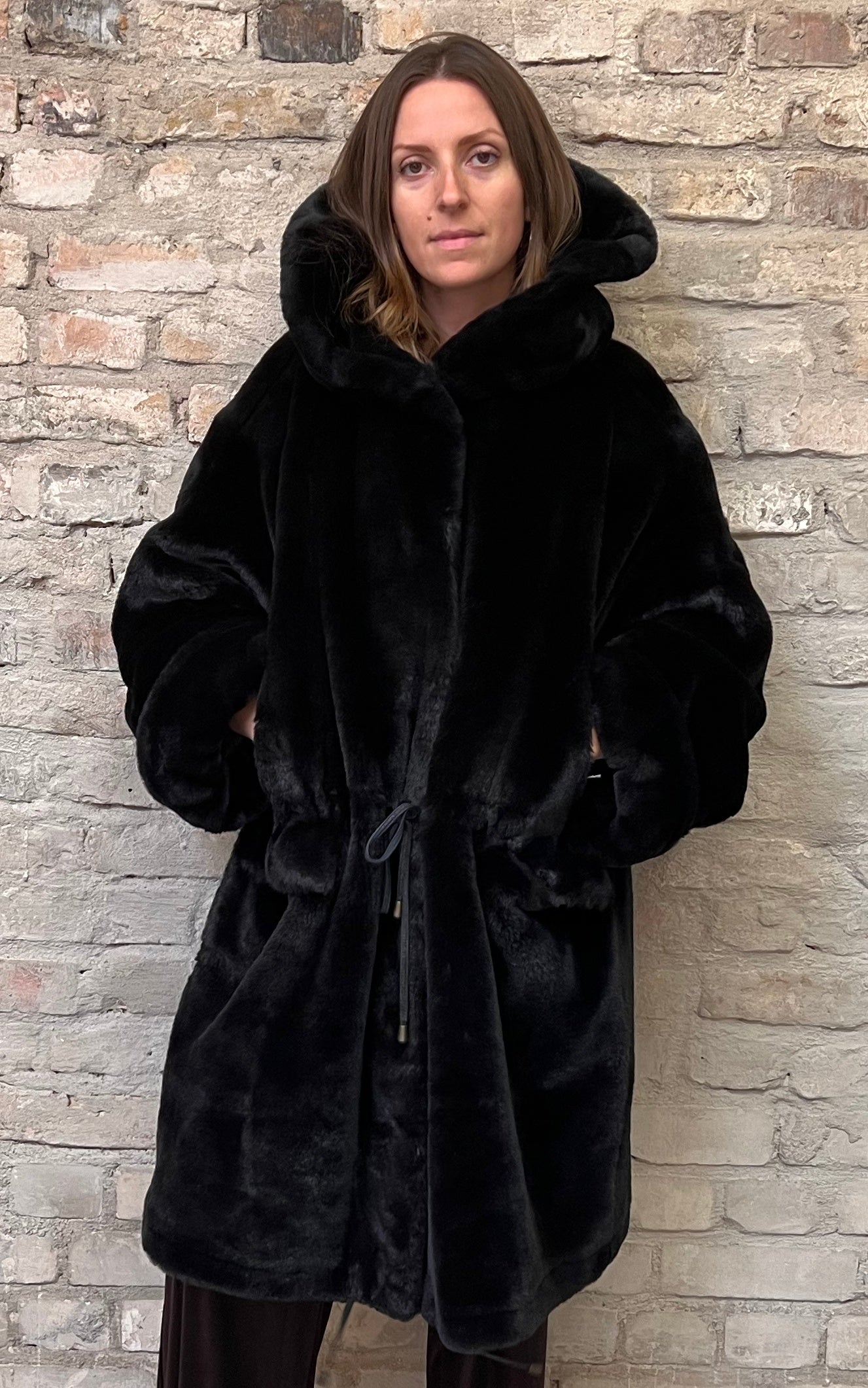 Parka vintage in pelliccia sintetica anni '90