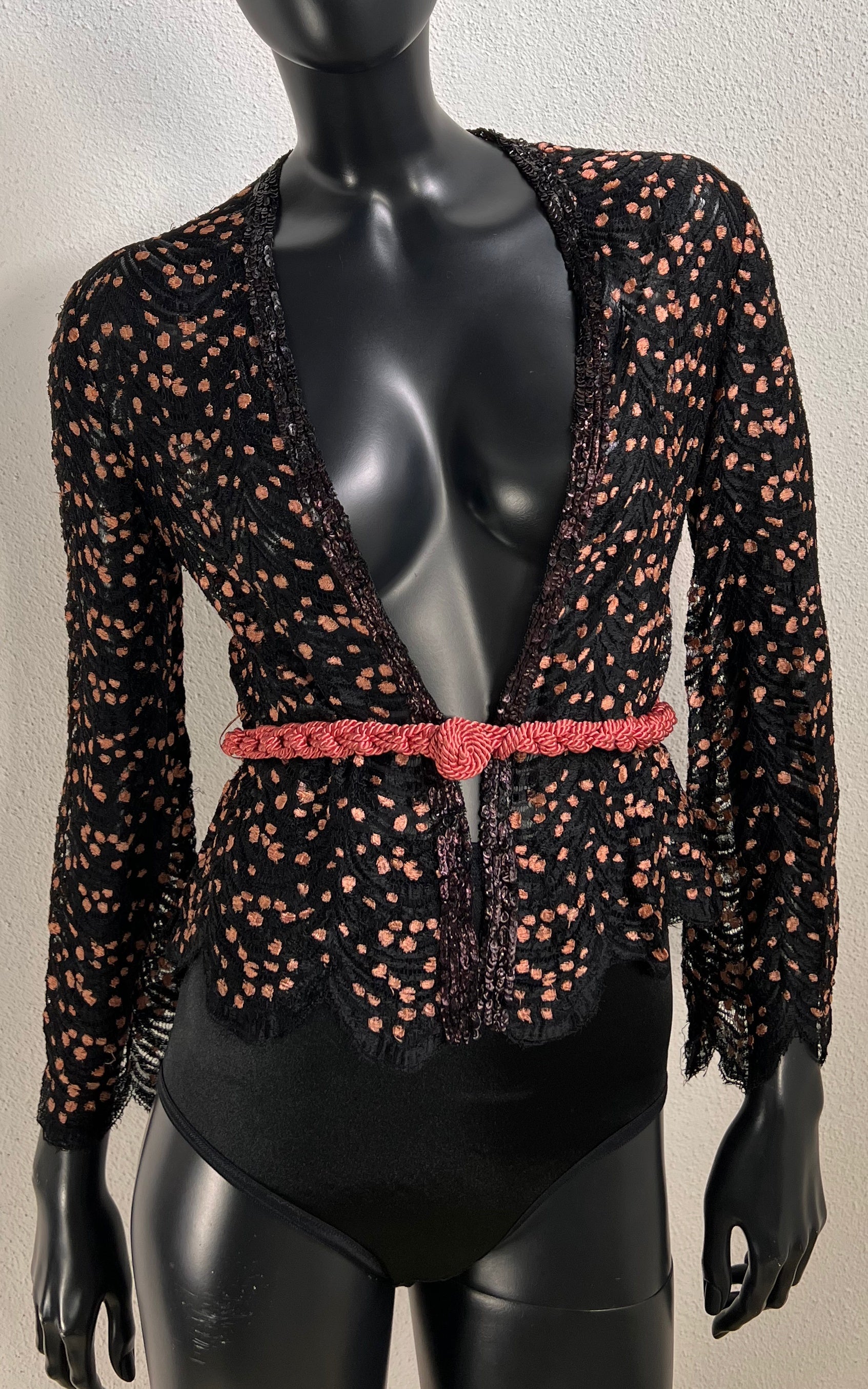 Vintage 30s Lace Jacket with Cord Belt