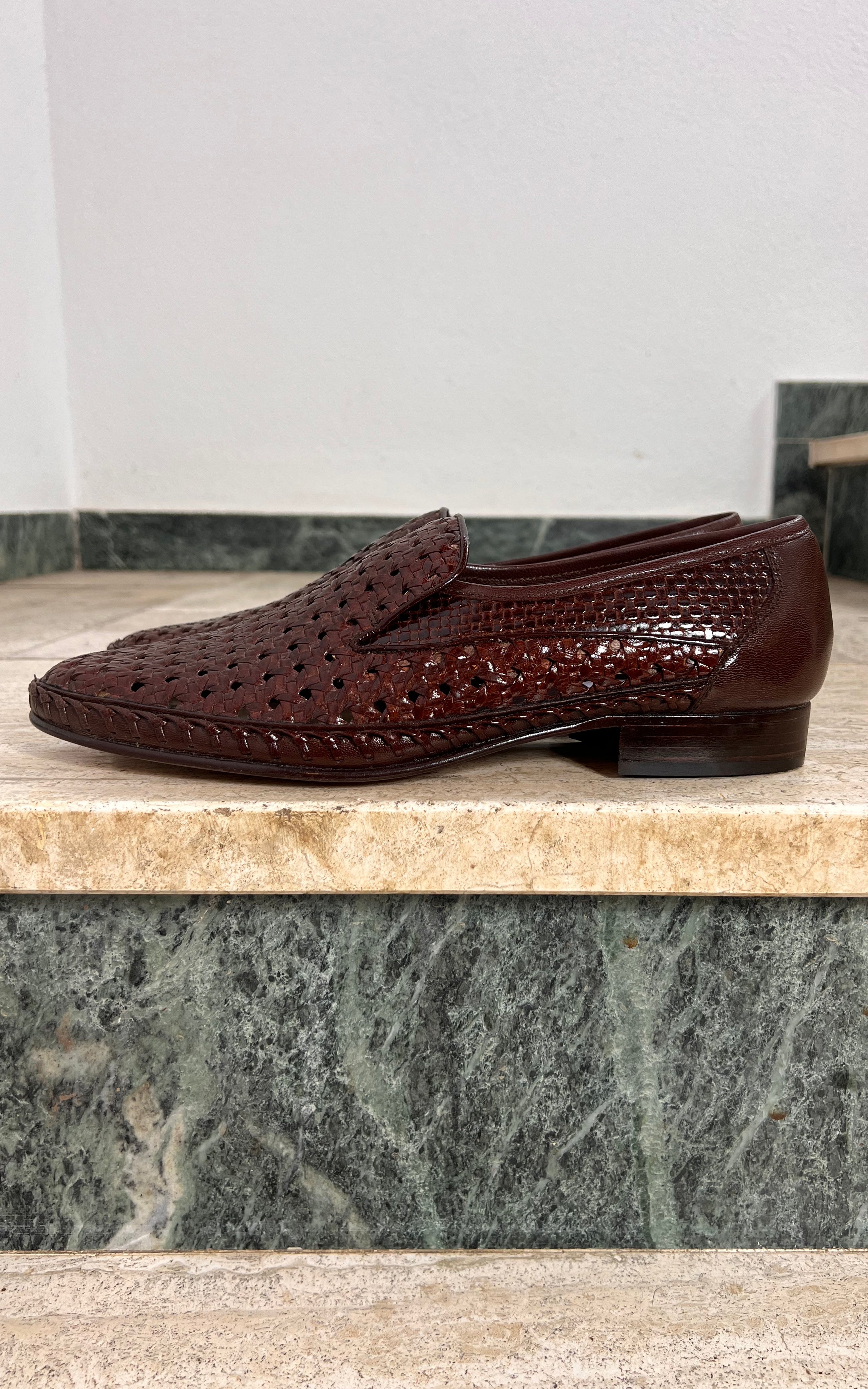 Vintage MENS Jean Dumas Handwoven Leather Loafers 44,5
