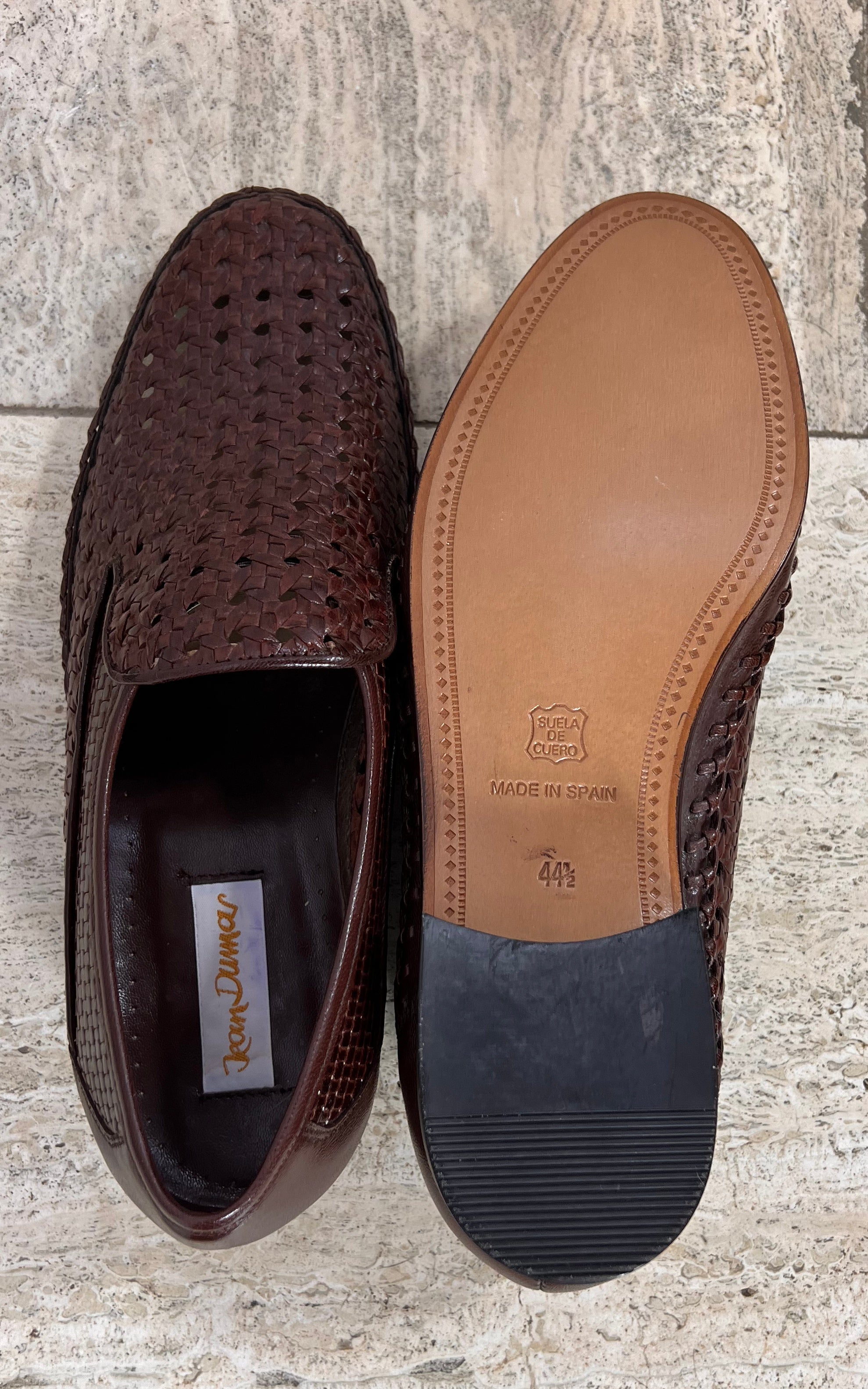 Vintage MENS Jean Dumas Handwoven Leather Loafers 44,5