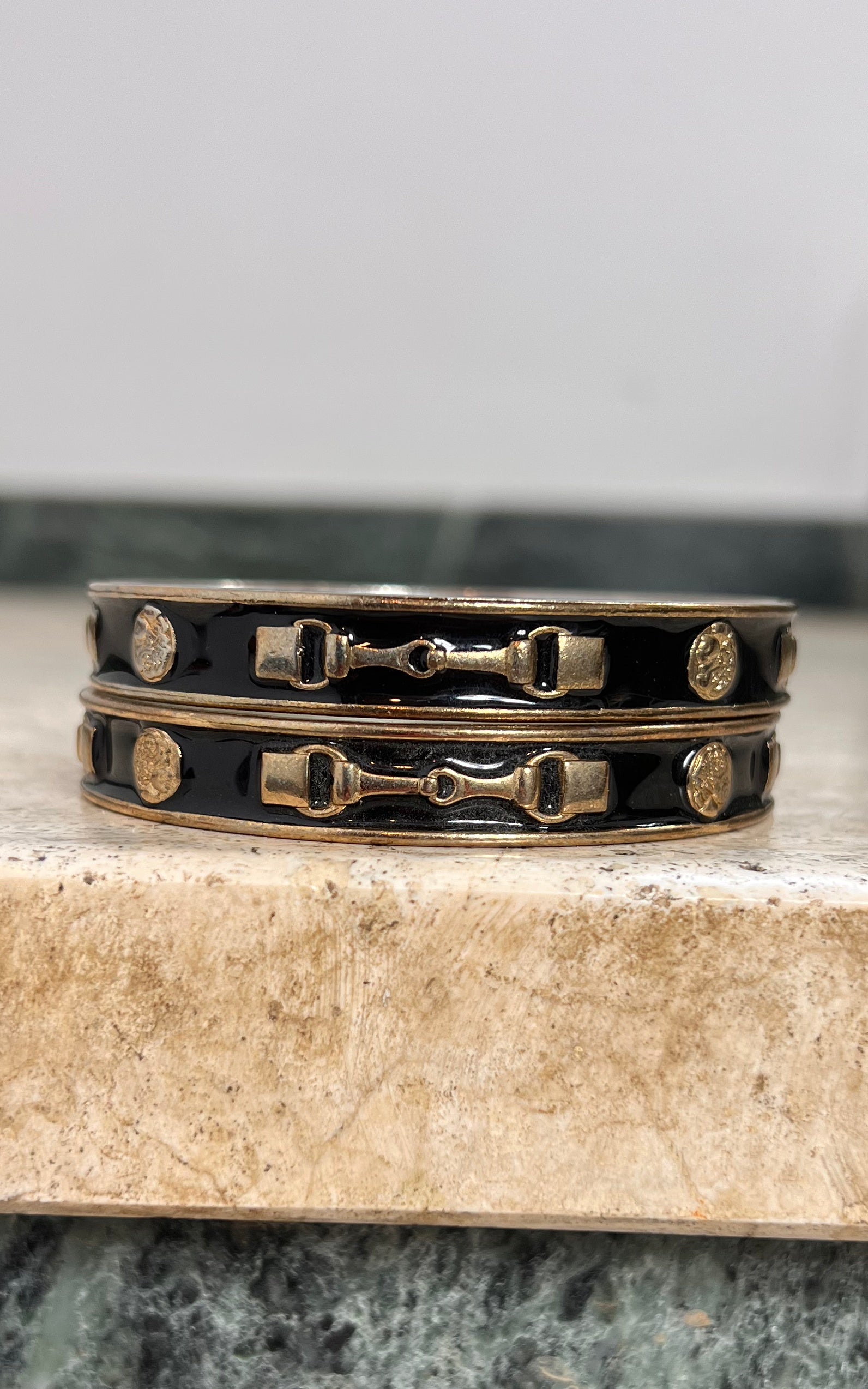 Vintage 70s Horsebit Armcuffs Bangles