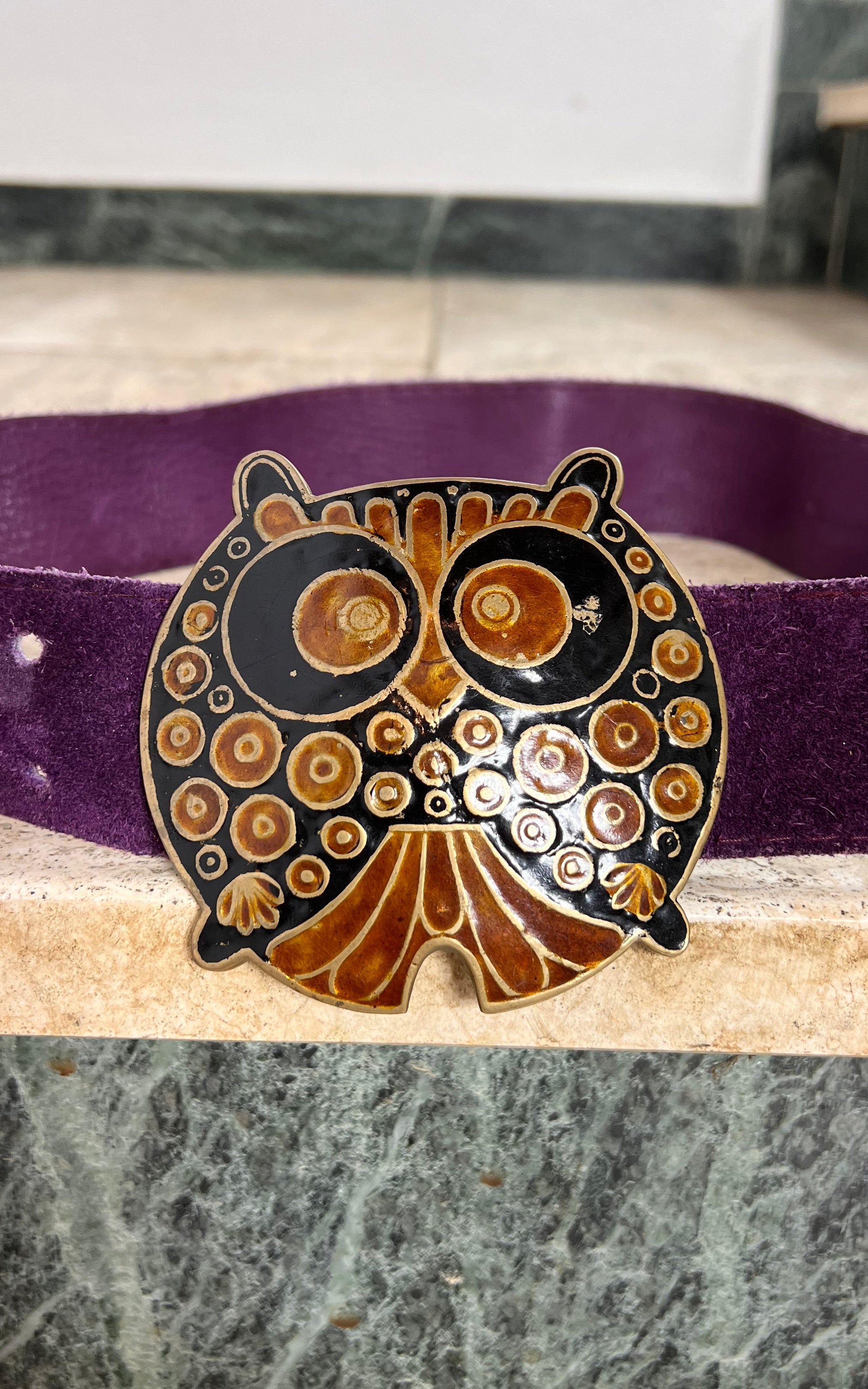 Vintage 70s Purple Owl Belt