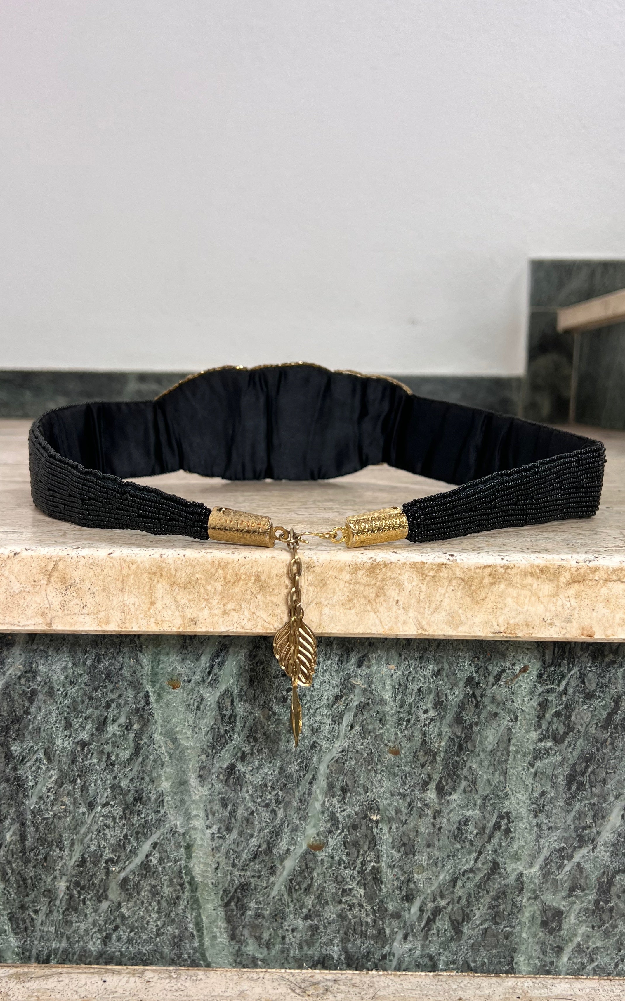 Vintage 70s Beaded Floral Waist Belt