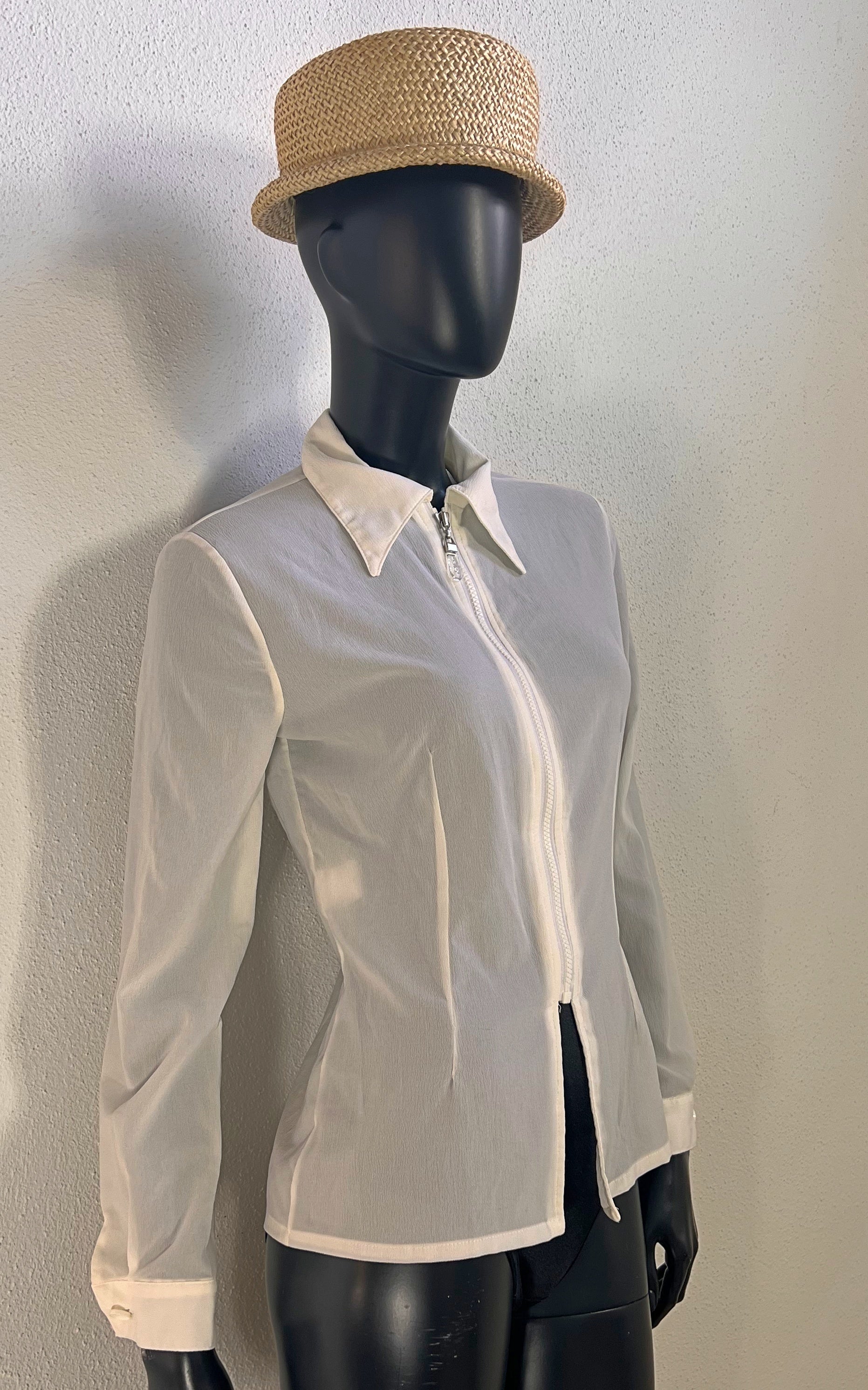 Vintage 90s Romans Semi Sheer Zip Blouse