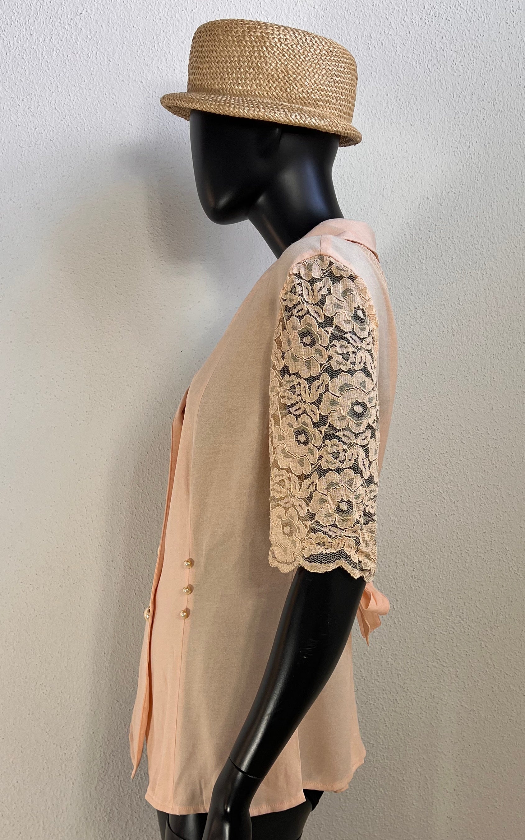 Vintage Soft Pink Lace Blouse