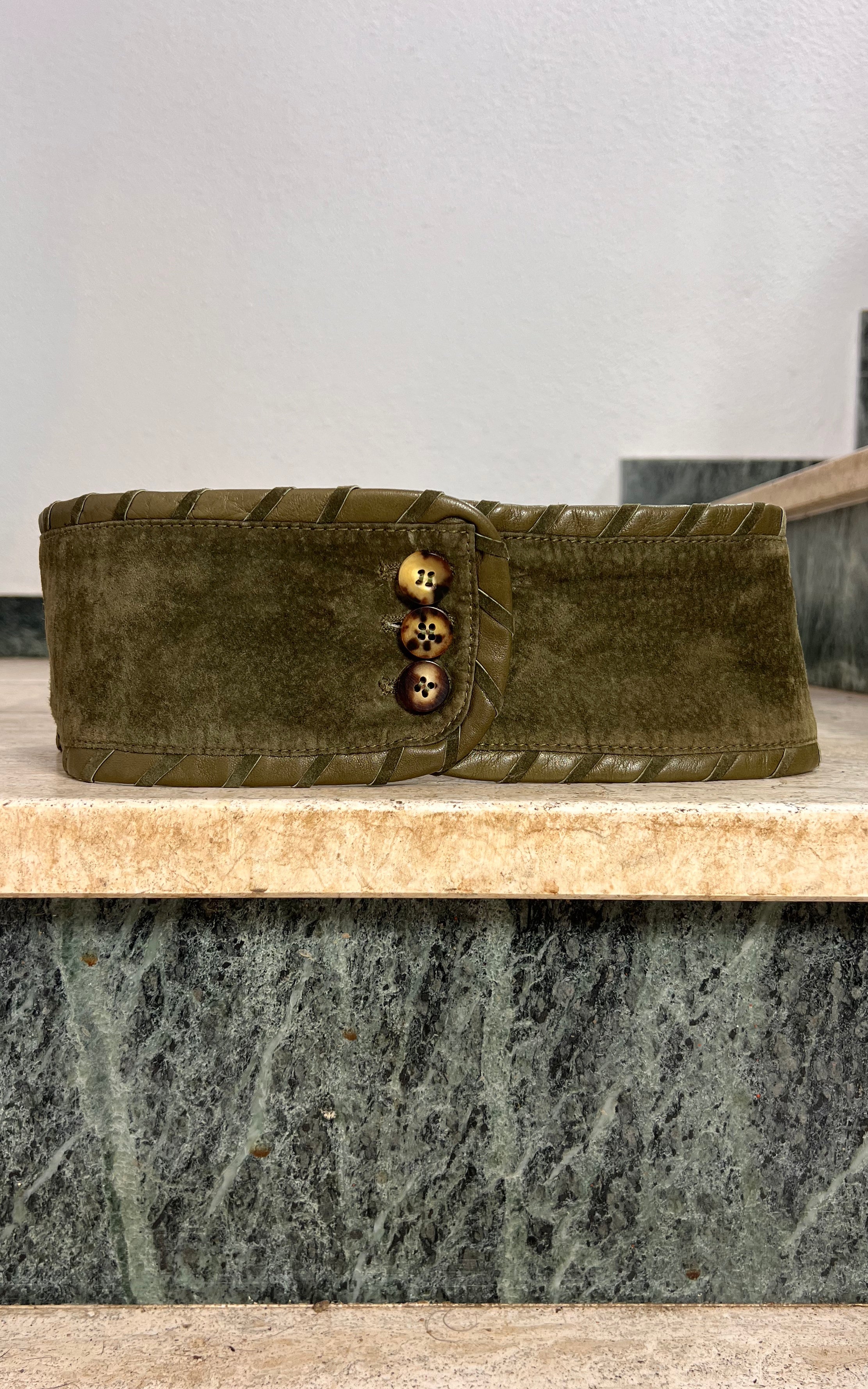 Vintage Olive Suede Waist Belt