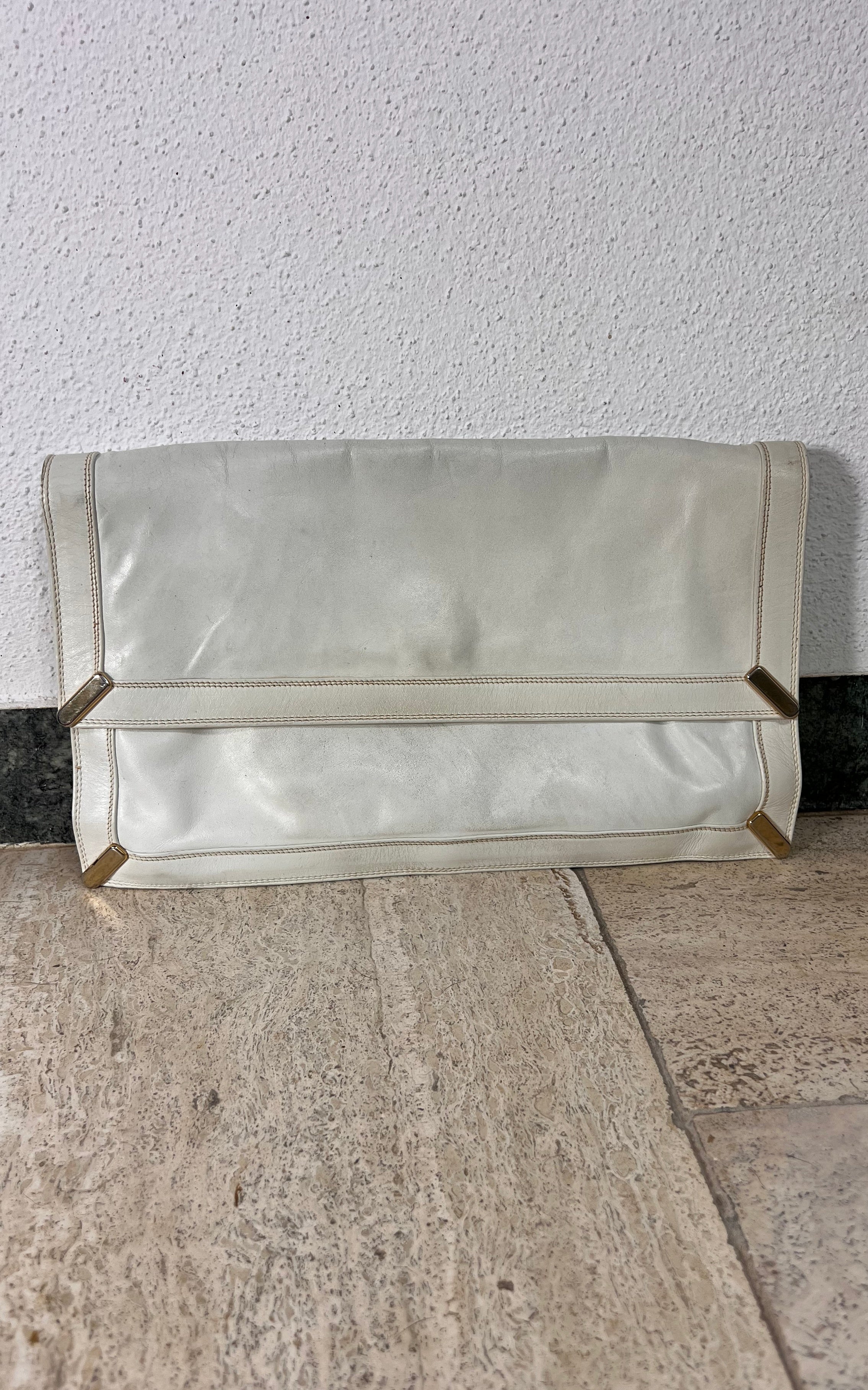 Vintage White Pouch Clutch Bag