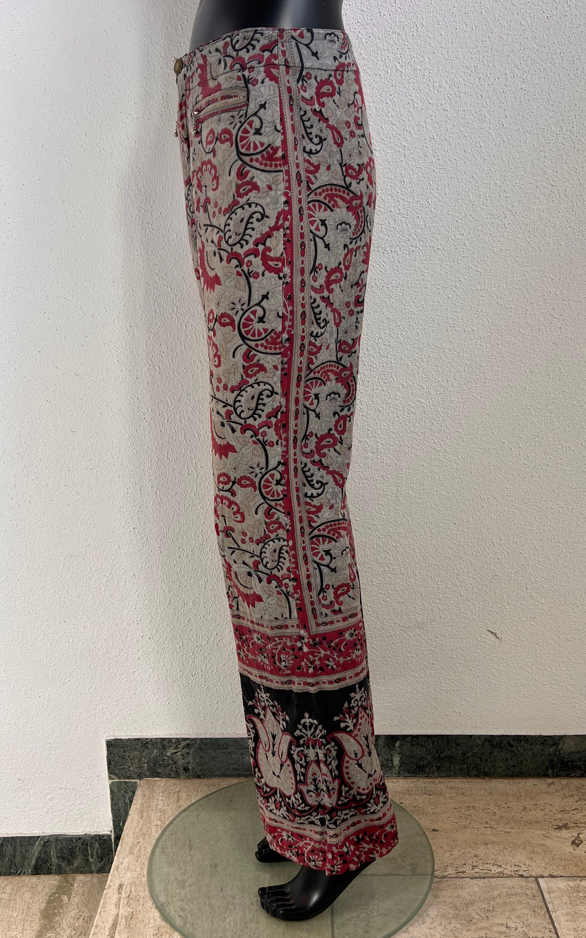 Vintage 90s Constad London Block Print Low Waist Flare