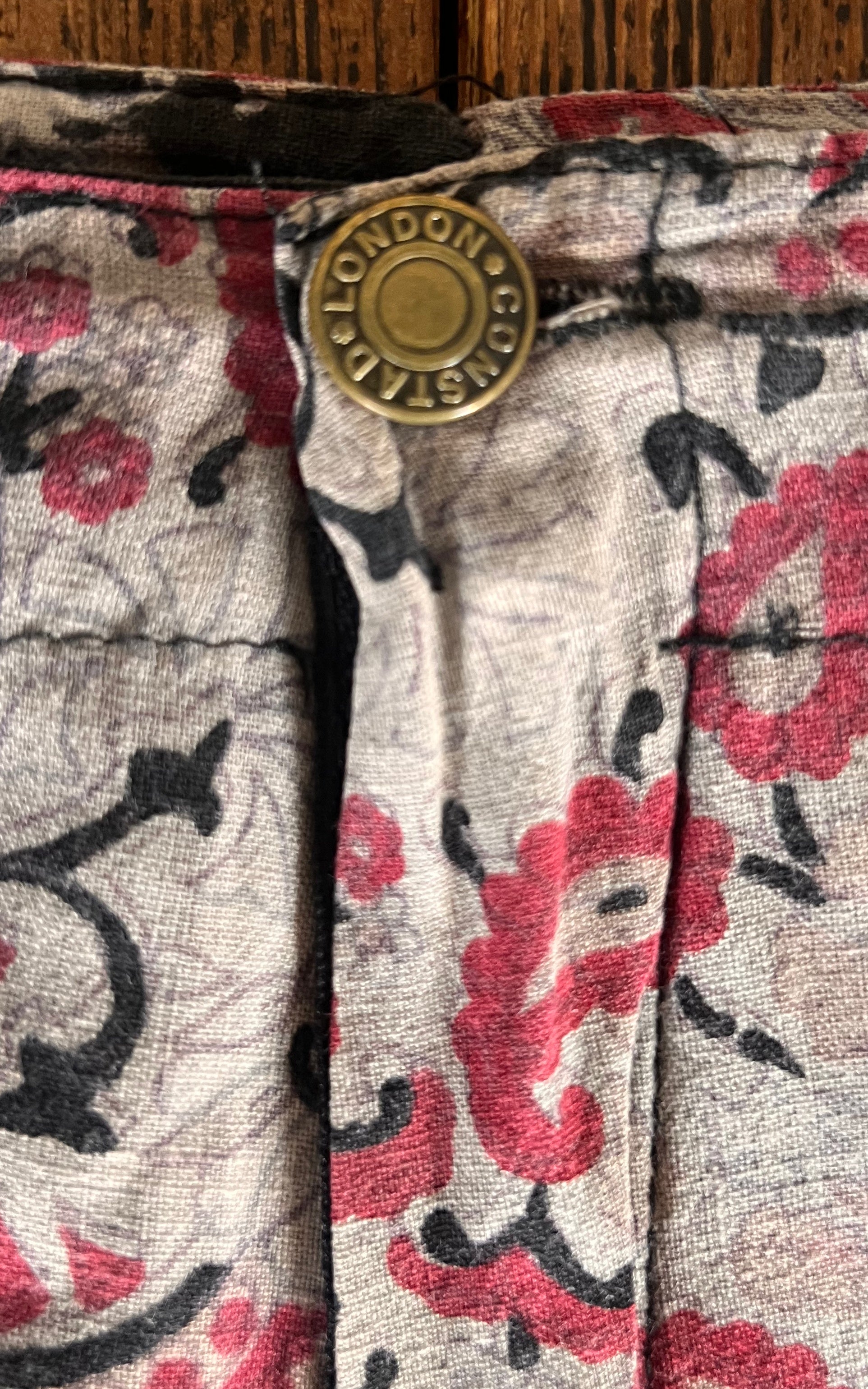 Vintage 90s Constad London Block Print Low Waist Flare
