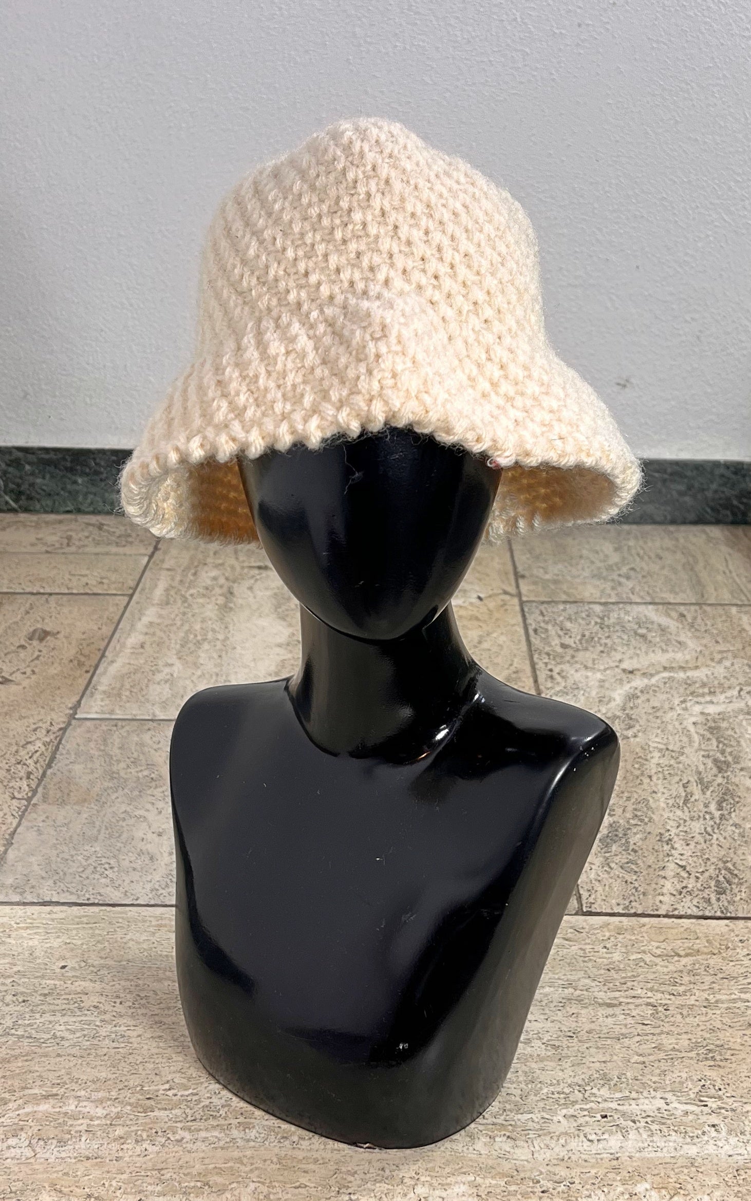 Vintage Wool Crochet Bucket Hat