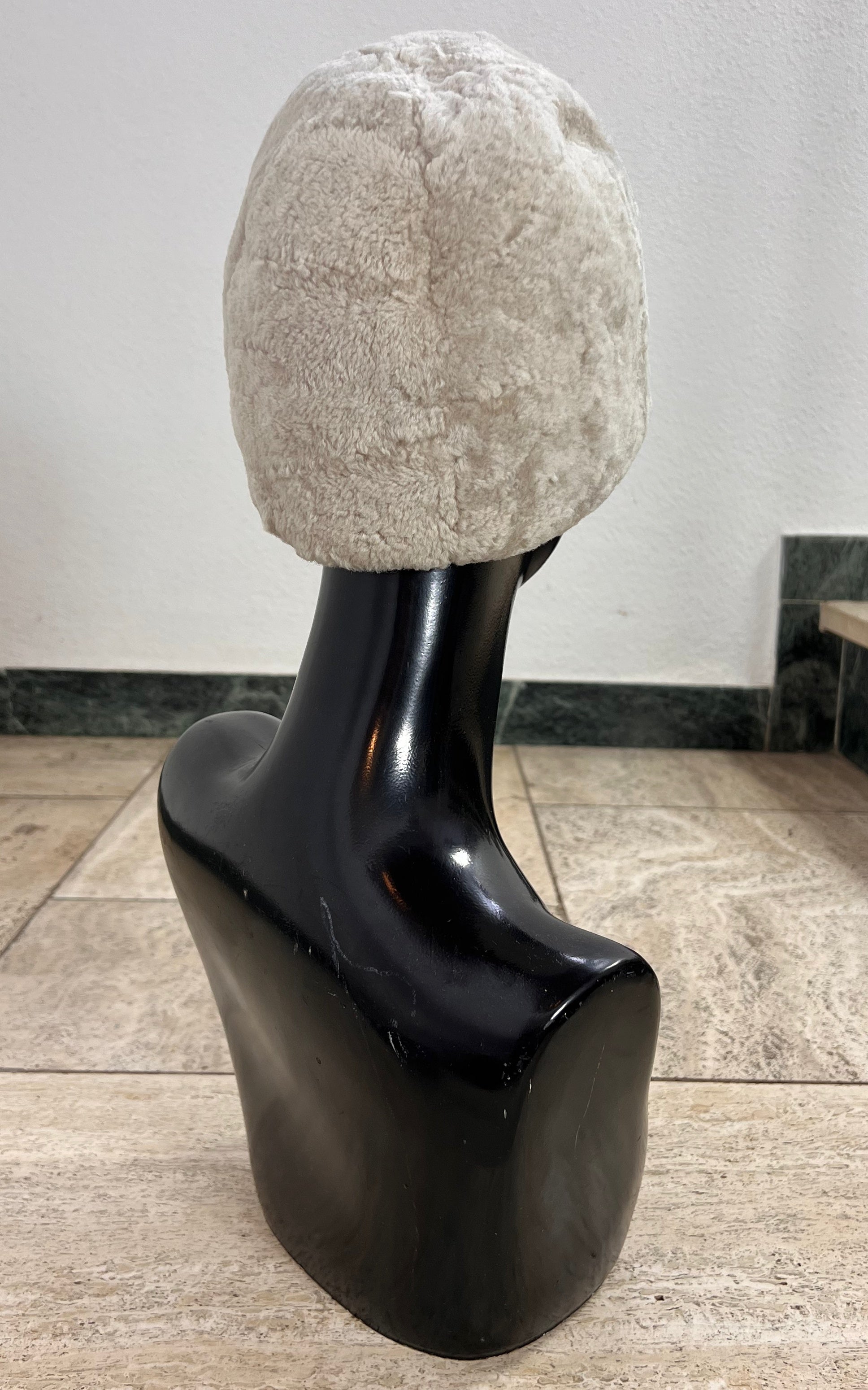 Vintage Cream Shearling Cloche Hat