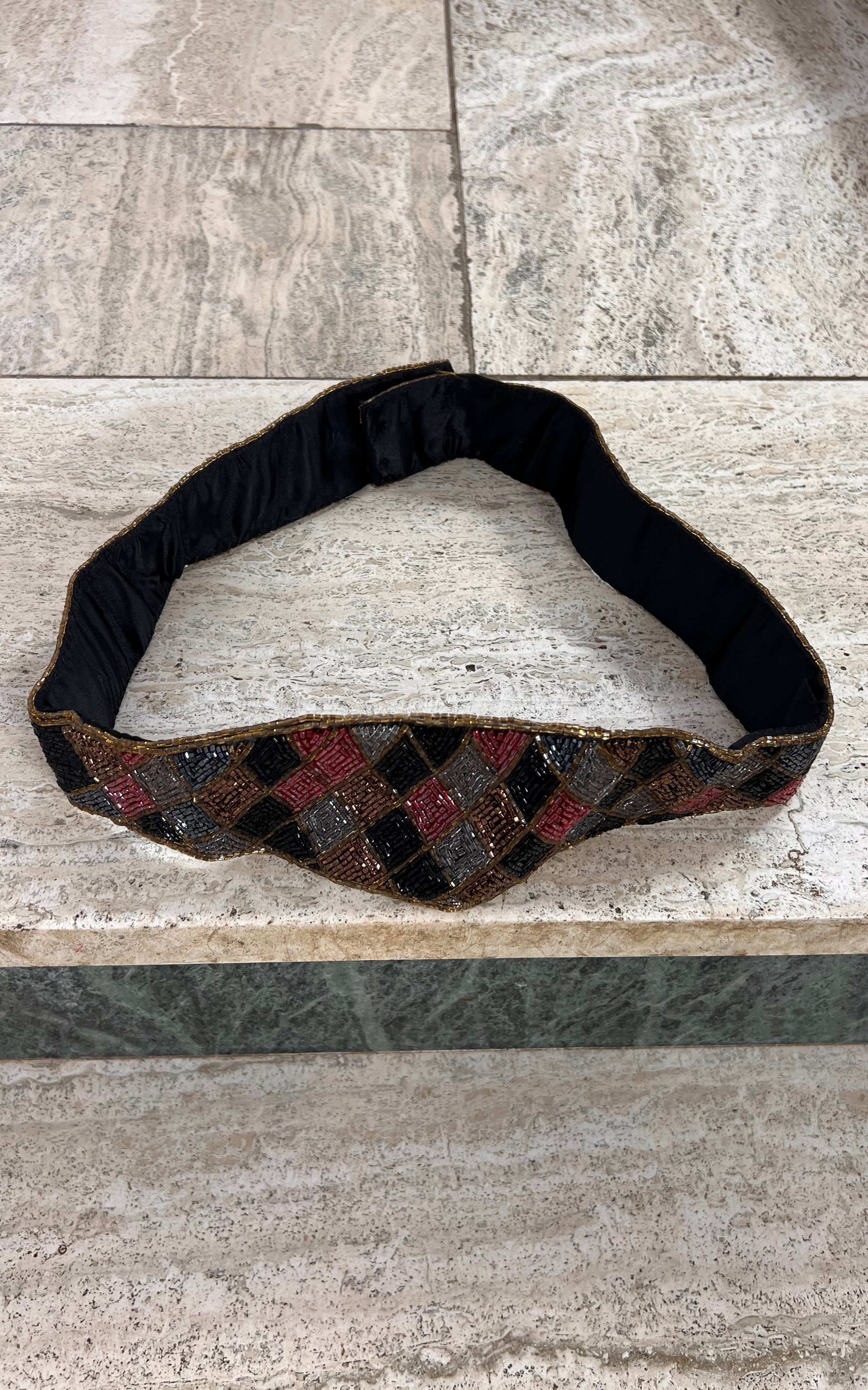 Vintage Hand-Beaded Wide Waist Belt