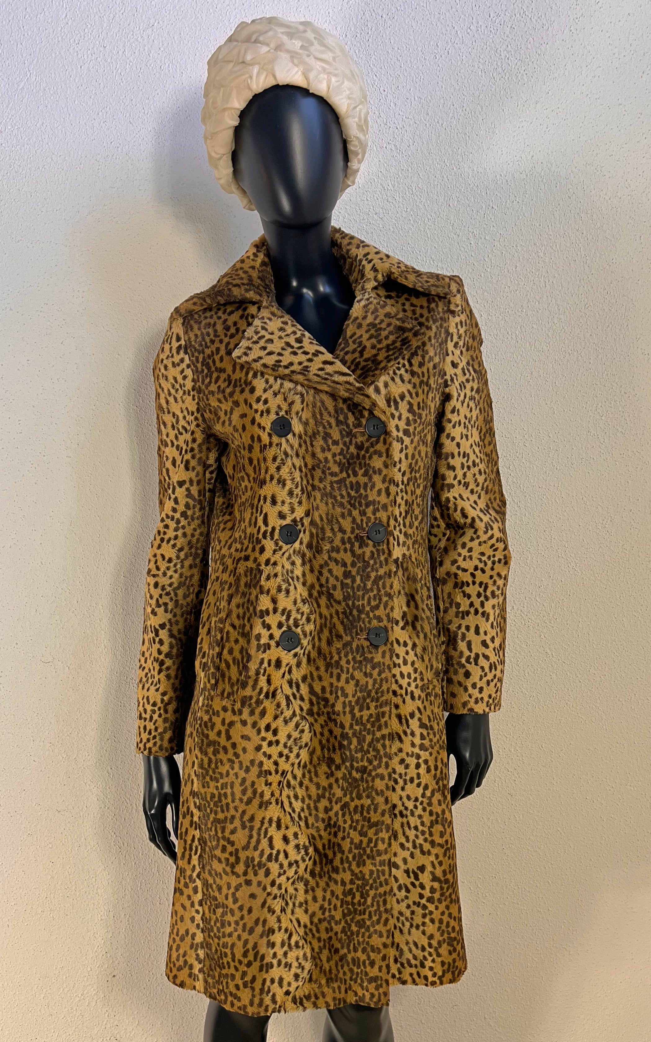 Vintage 90s Kookai leopard-print faux-fur coat